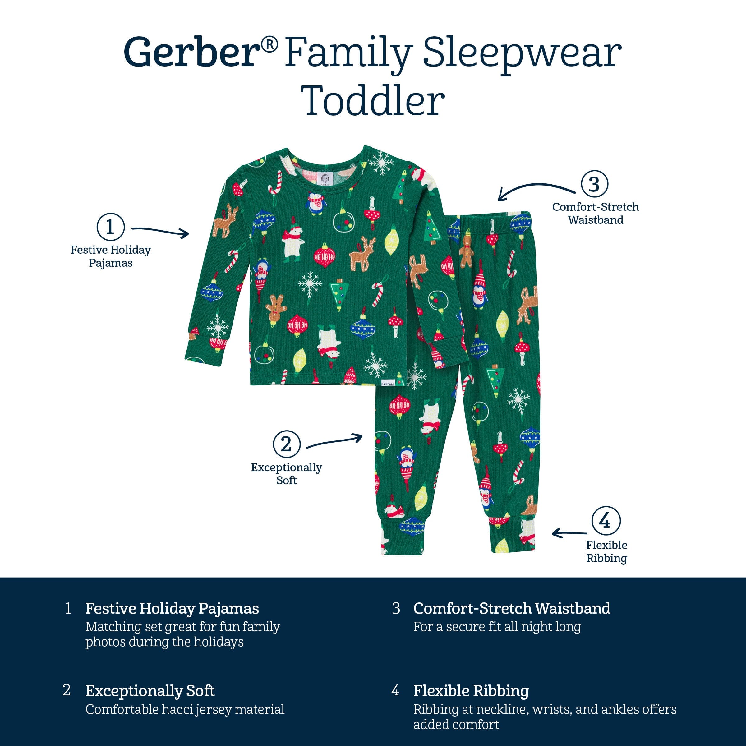 2-Piece Infant & Toddler Neutral Ornaments Hacci Snug Fit Pajama Set - Image 8