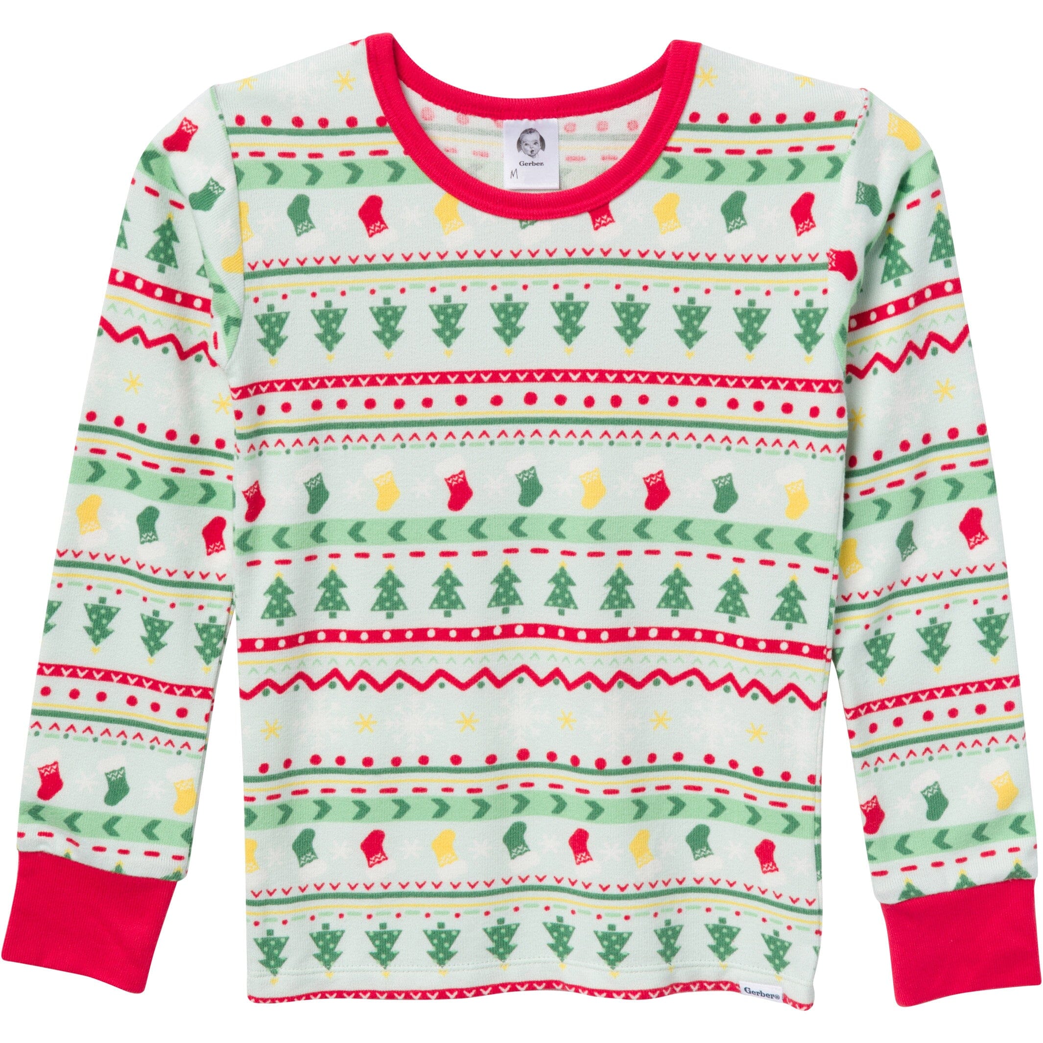 2-Piece Big Kids Neutral Oh What Fun Fair Isle Hacci Snug Fit Pajama Set - Image 6