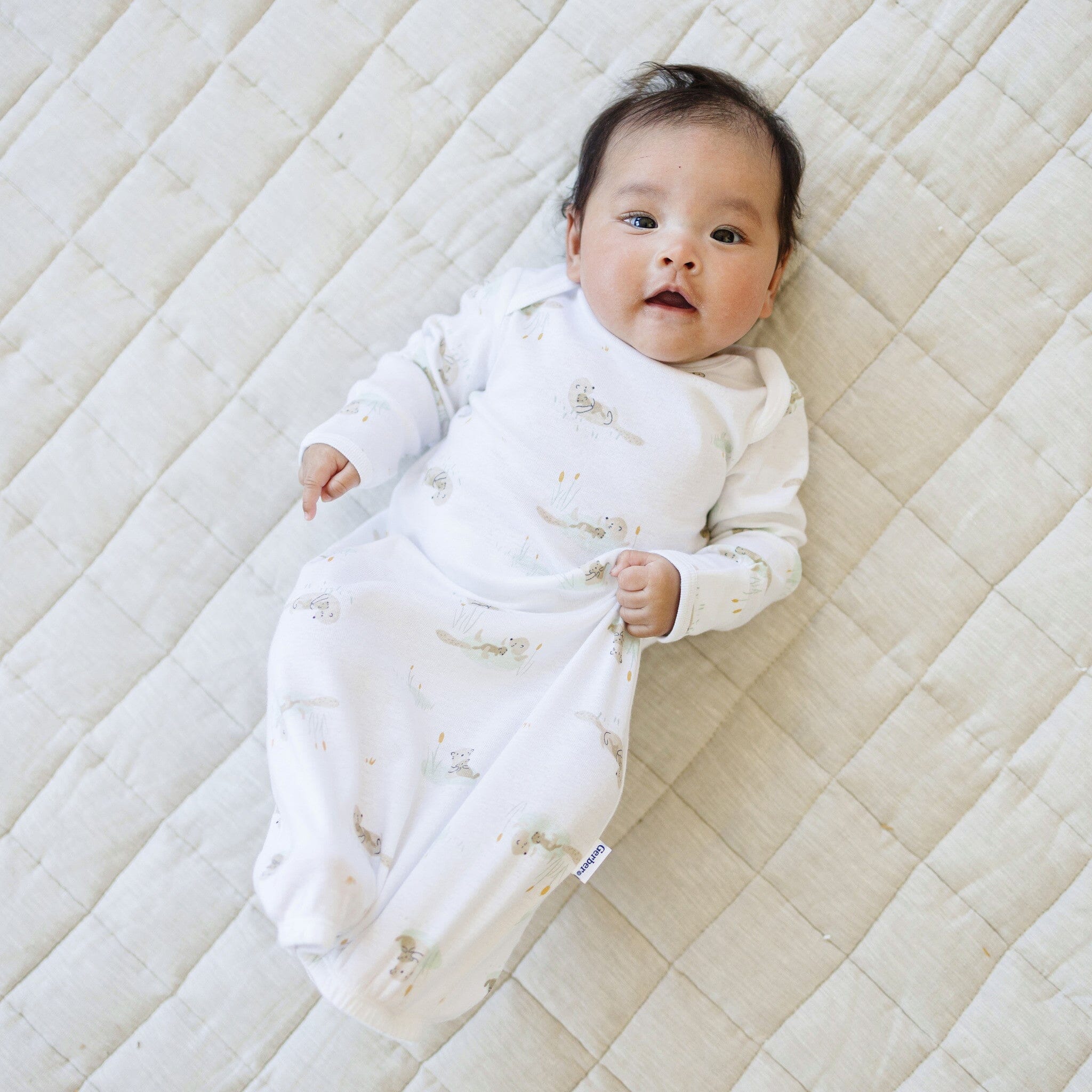 4-Pack Baby Neutral Otters Gowns - Image 4