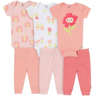 6-Piece Baby Girls Daisy Bodysuit & Active Pant Set