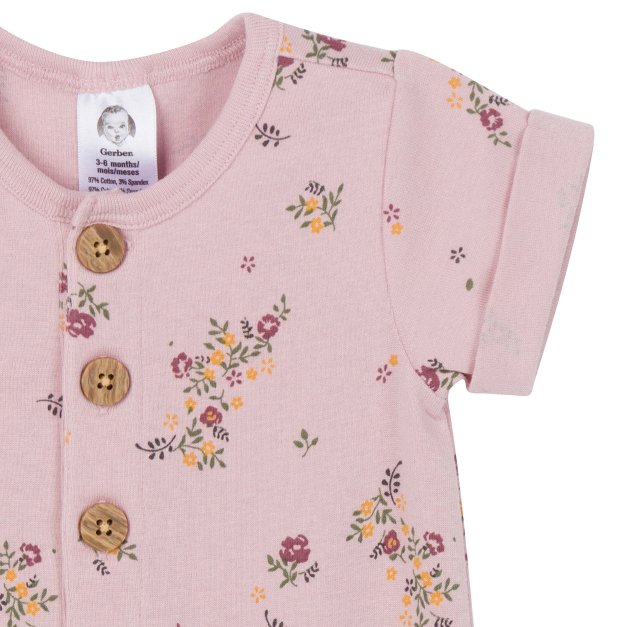 2-Pack Baby Girls Floral & Gray Rompers - Image 6