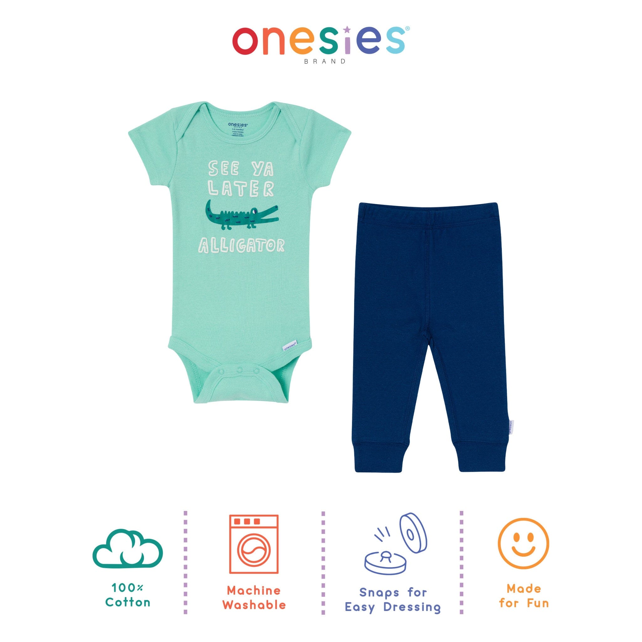 6-Piece Baby Boys Alligator Bodysuit & Active Pant Set - Image 8