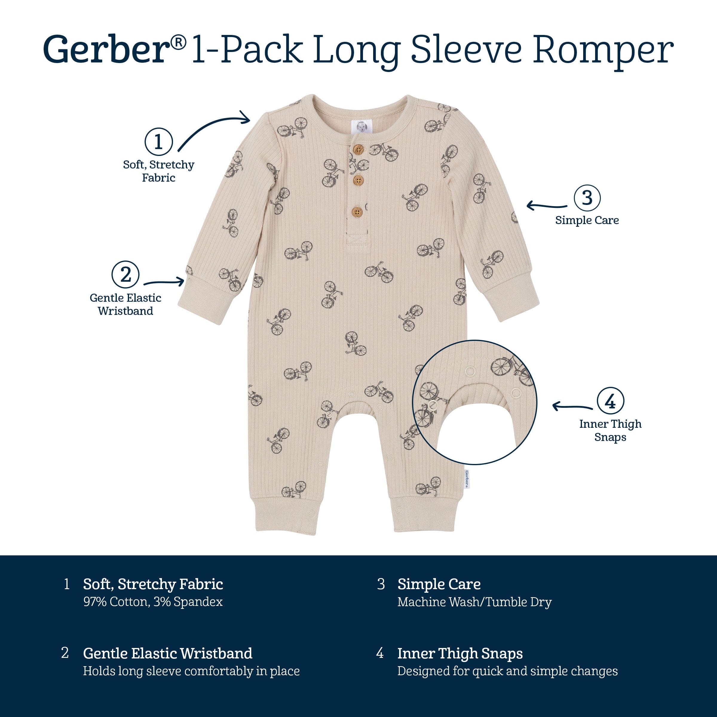 Baby Boys Bicycles Romper - Image 5