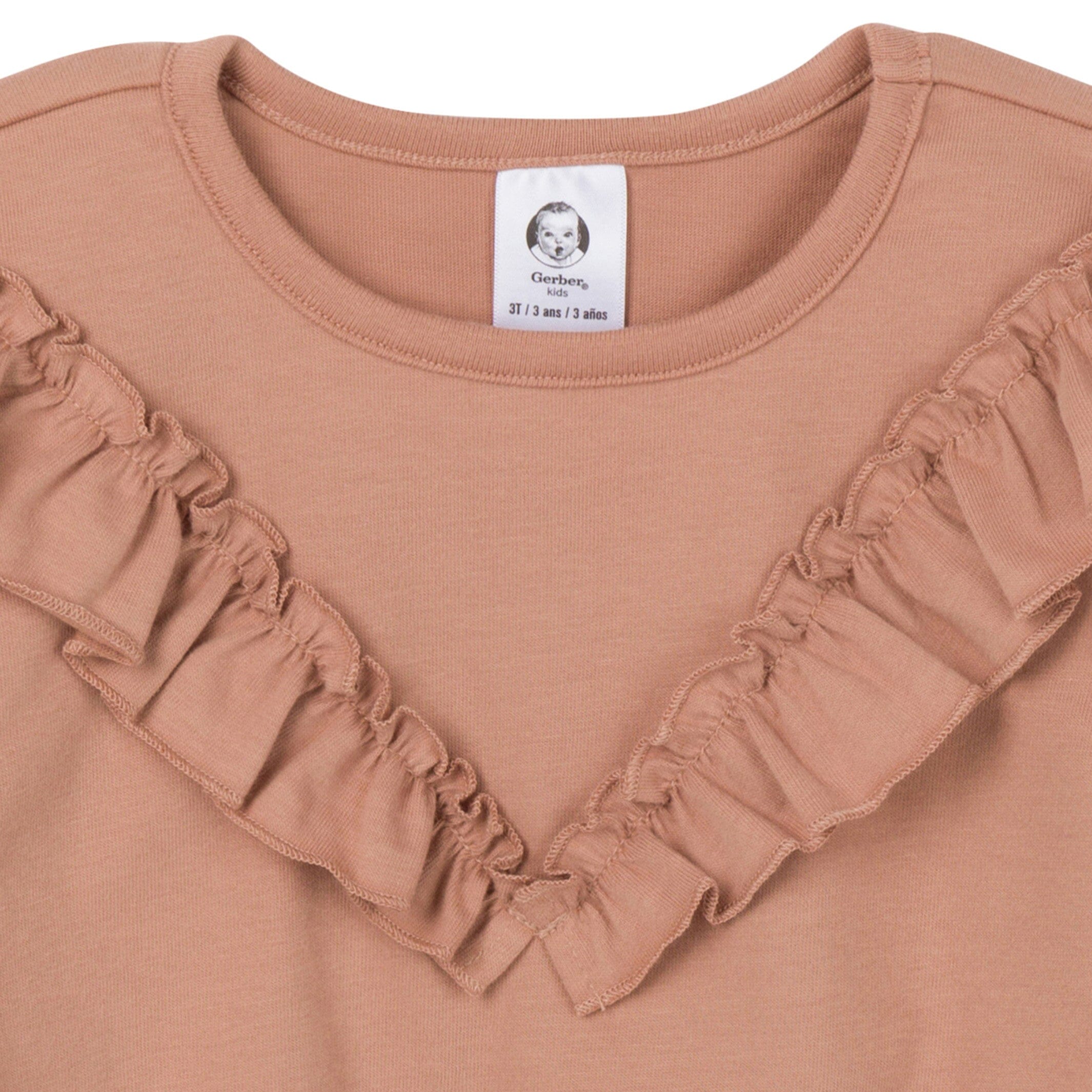 3-Piece Toddler Girls Tan Tops and Pants - Image 3