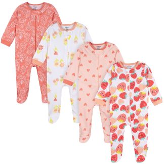 4-Pack Baby Girls Strawberry Sleep 'N Play