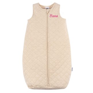 Embroidered Baby Neutral Oatmeal Heather Quilted Jersey Wearable Blanket