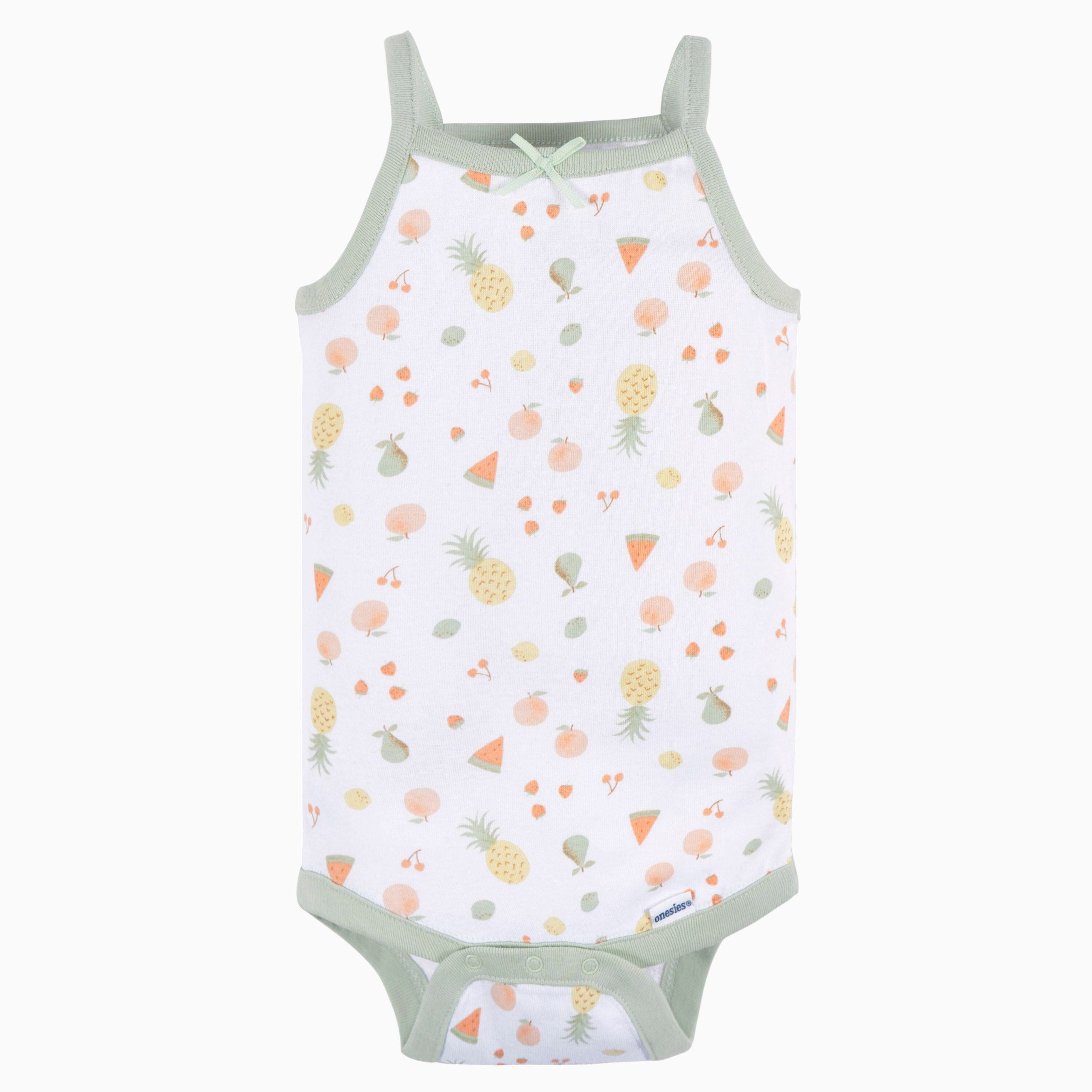 4-Pack Baby Girls Picnic Sleeveless Onesies® Bodysuits - Image 4