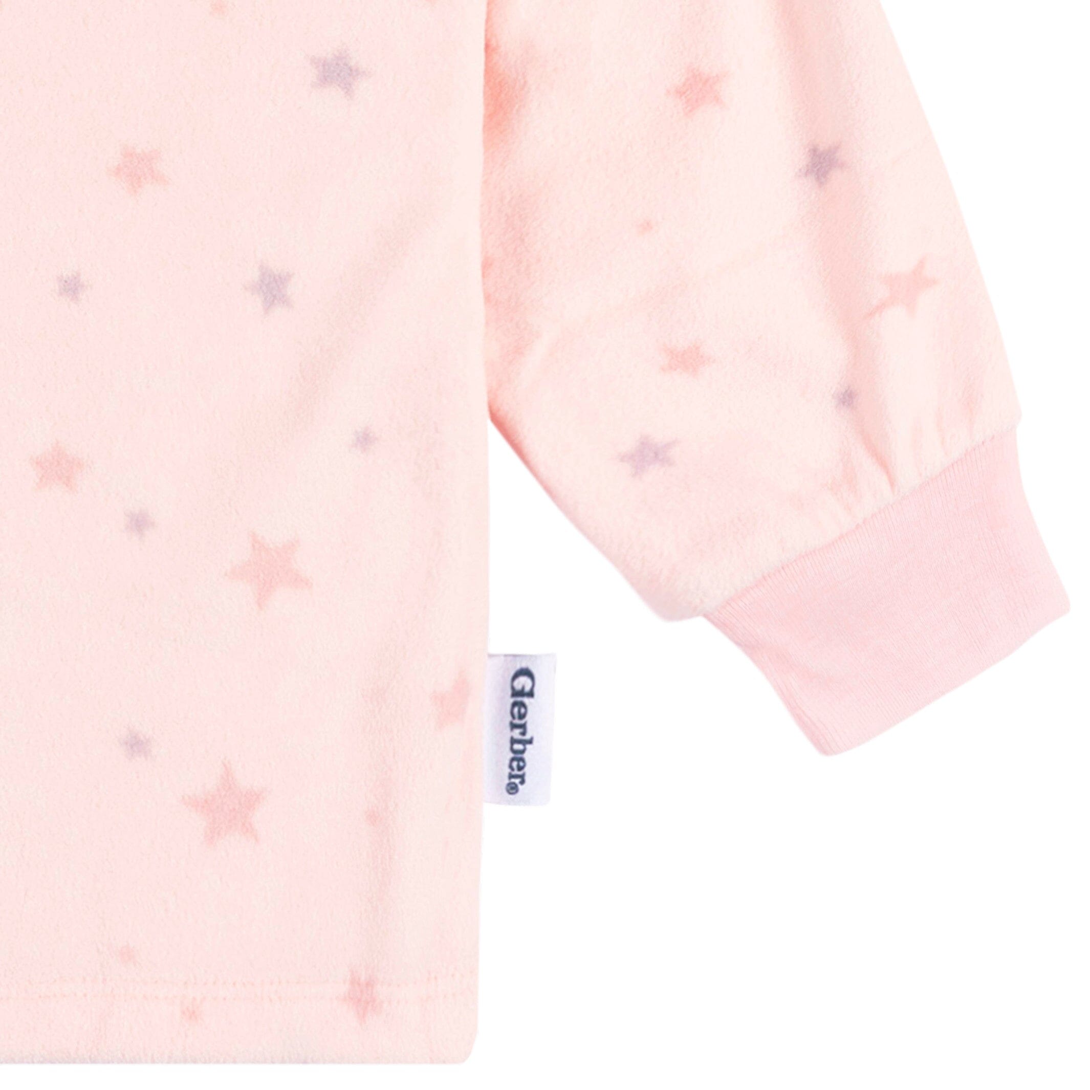2-Piece Infant & Toddler Girls Pink Stars Fleece Pajamas - Image 3