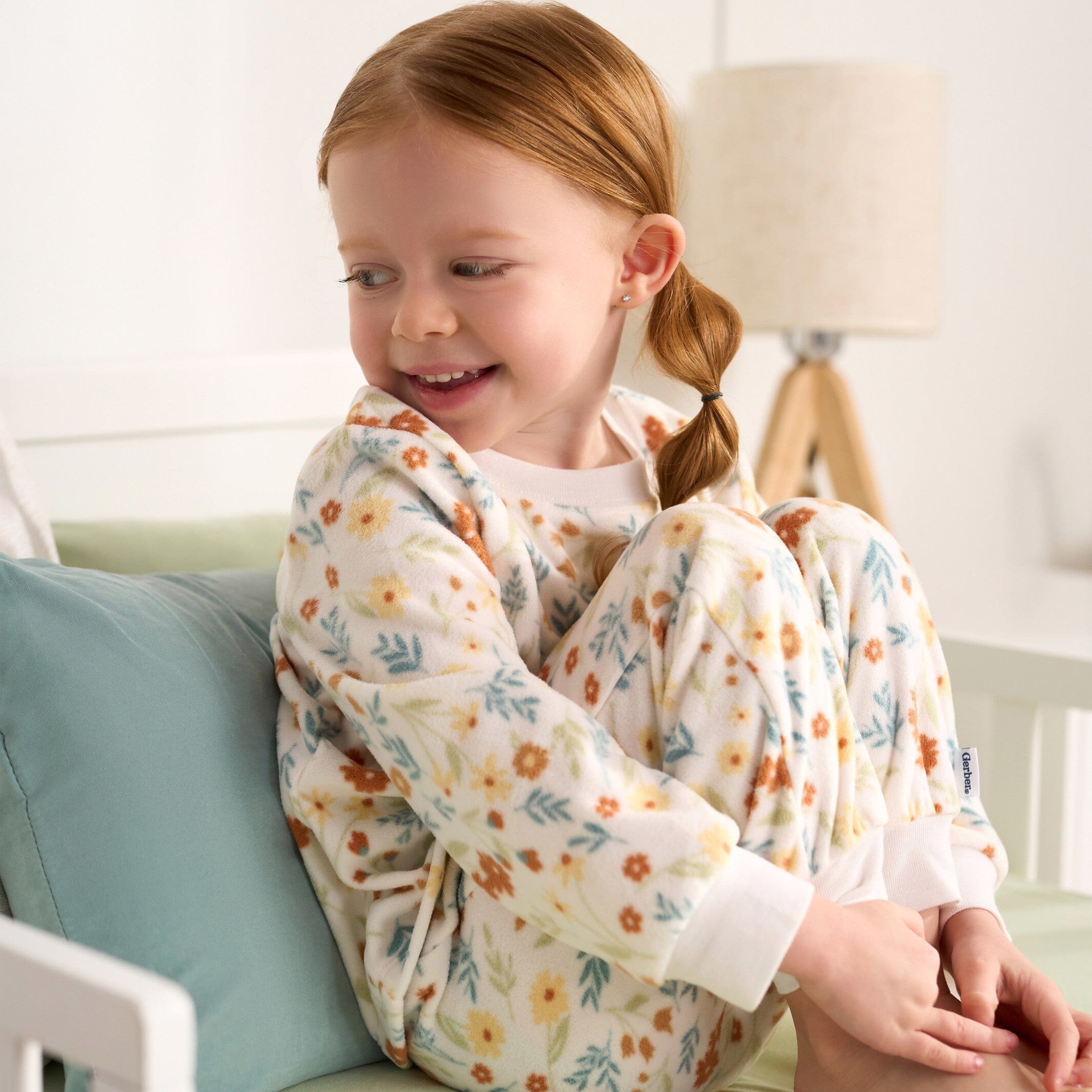 2-Piece Infant & Toddler Girls Ivory Floral Fleece Pajamas - Image 3