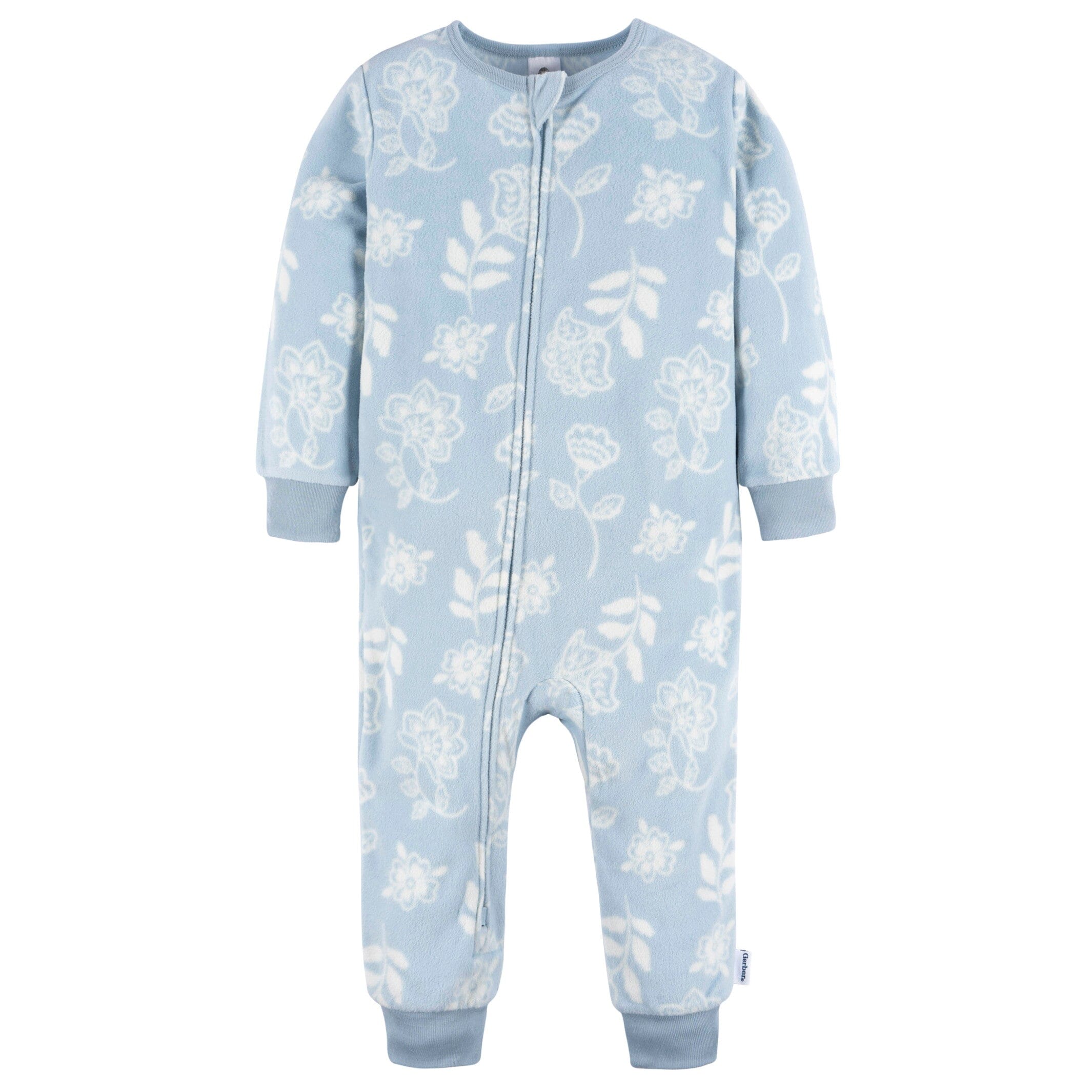 3-Pack Infant & Toddler Girls Blue Floral Footless Fleece Pajamas - Image 6