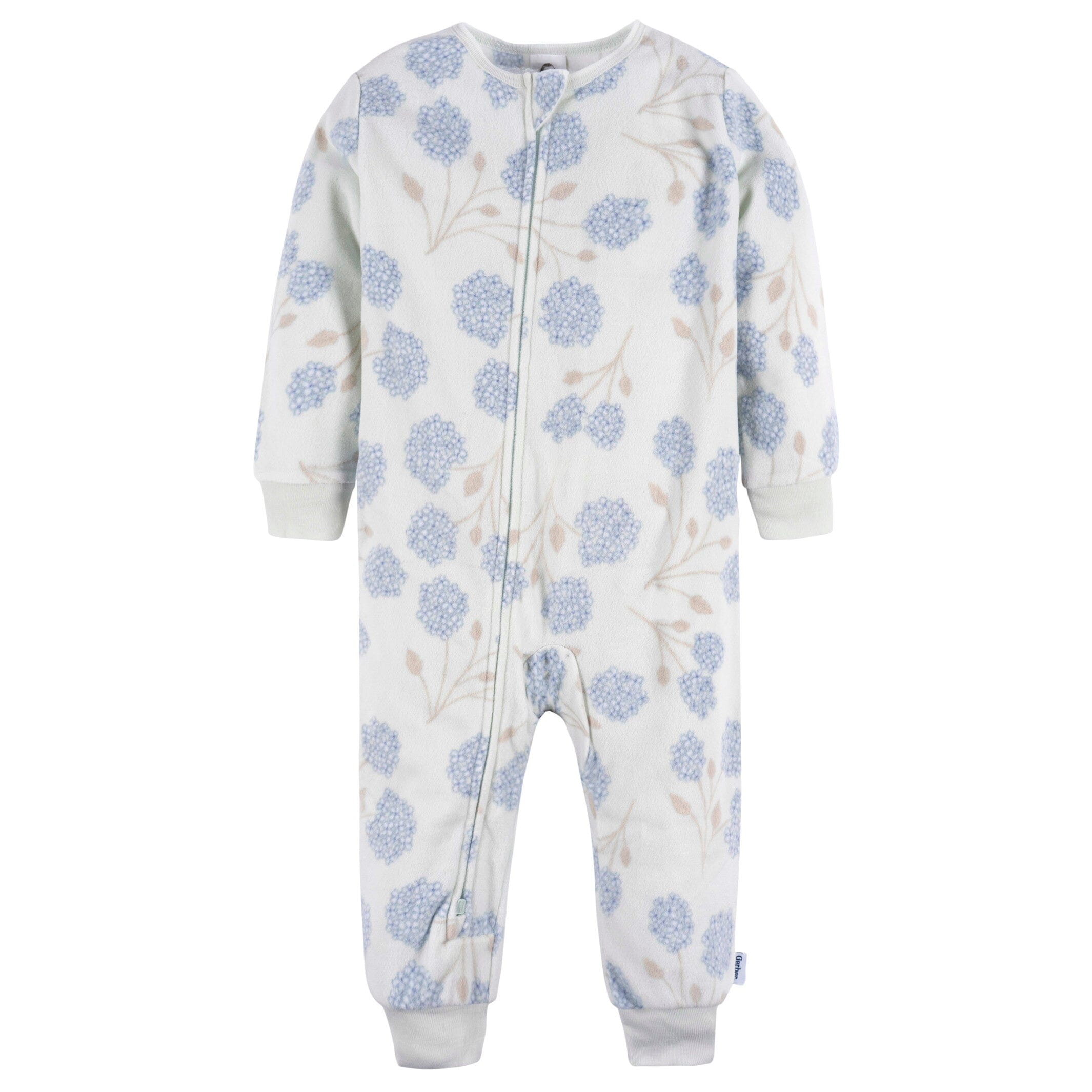 3-Pack Infant & Toddler Girls Blue Floral Footless Fleece Pajamas - Image 8