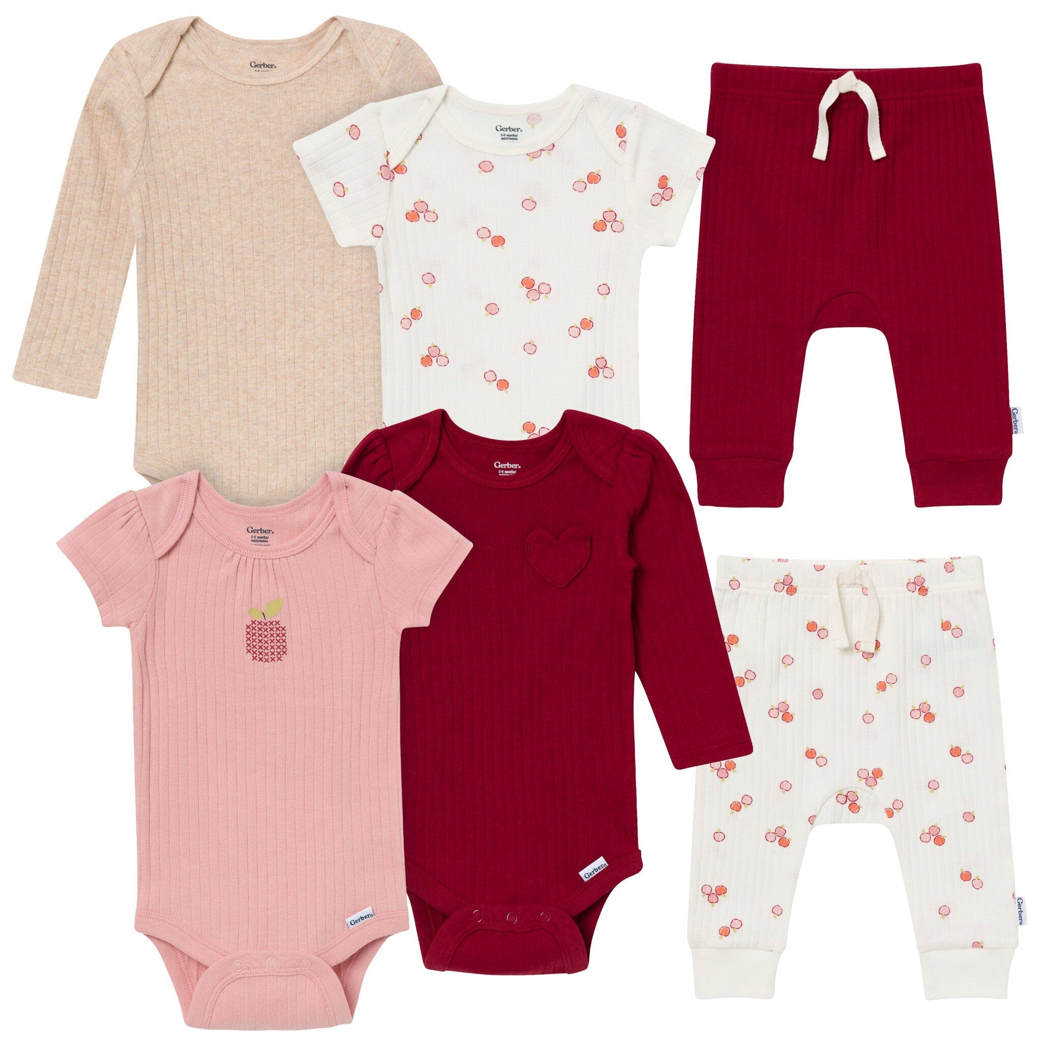 6-Piece Baby Girls Autumn Apples Layette Set