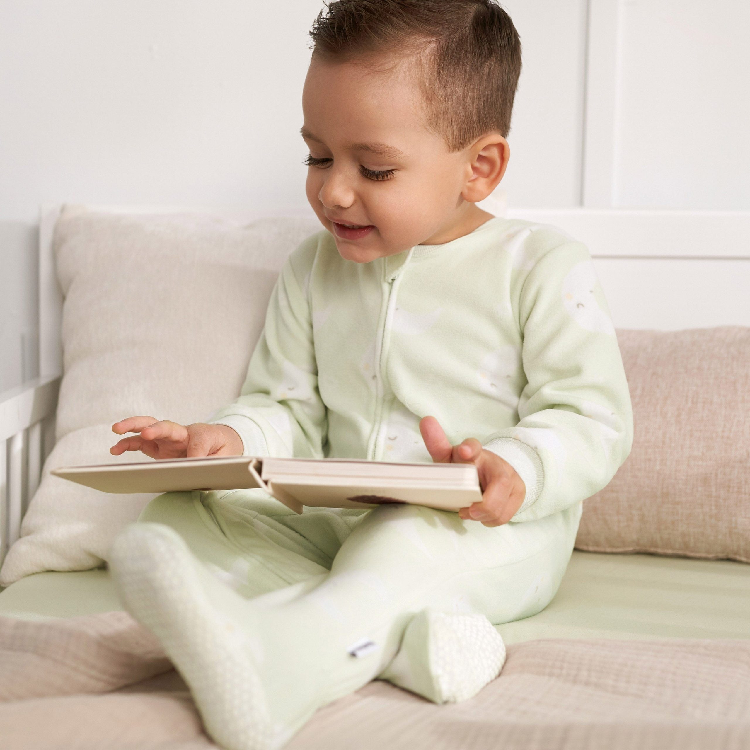 2-Pack Baby & Toddler Neutral Moons Fleece Pajamas - Image 2