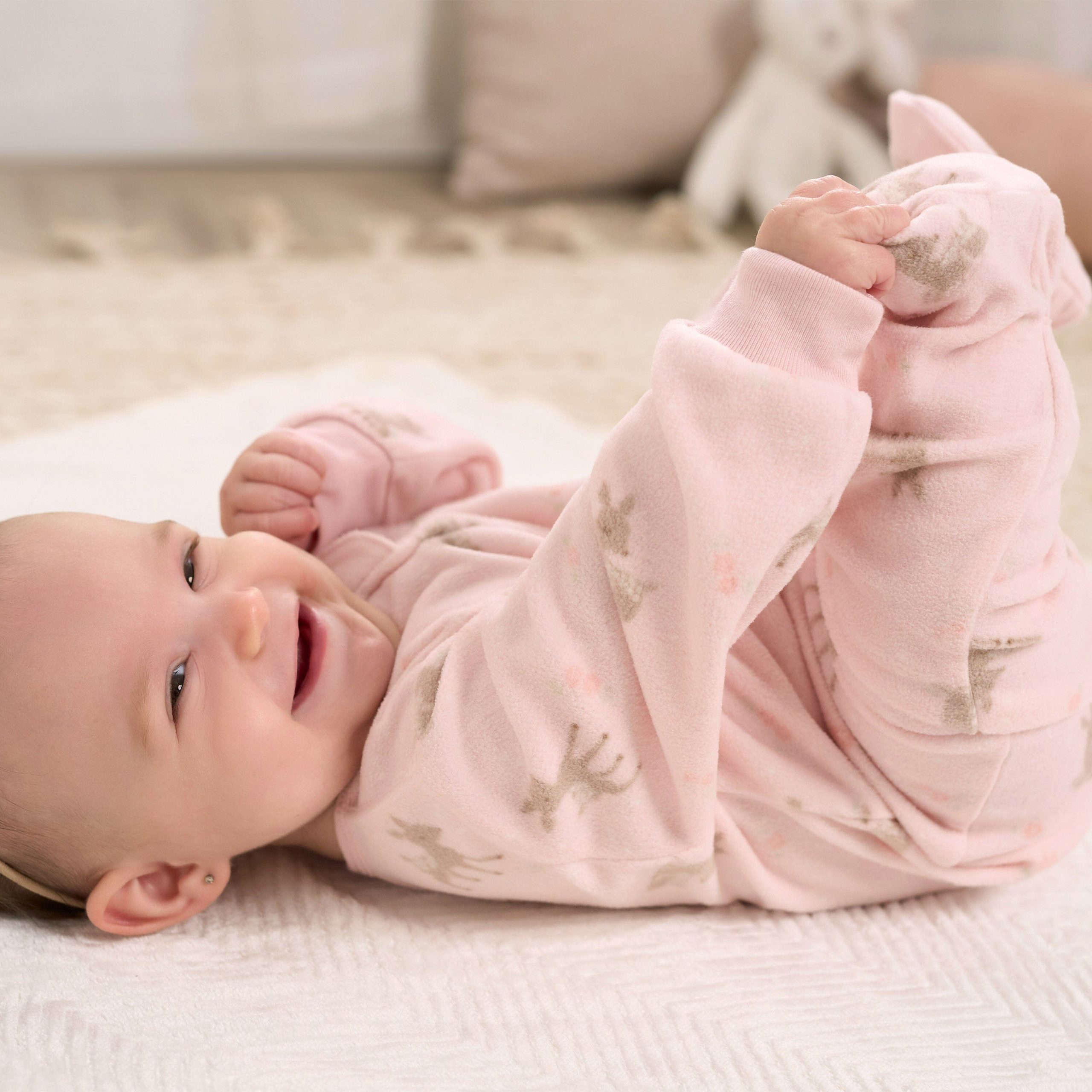 2-Pack Baby & Toddler Girls Pink Deer Fleece Pajamas - Image 3