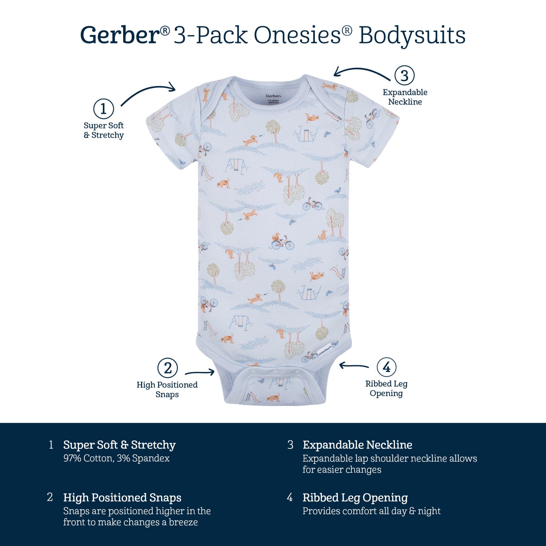 5-Pack Baby Boys Puppy Playground Short Sleeve Onesies® Bodysuits and Pants - Image 9