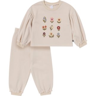 2-Piece Infant & Kid Girls Oatmeal Balloon Sweatshirt Set