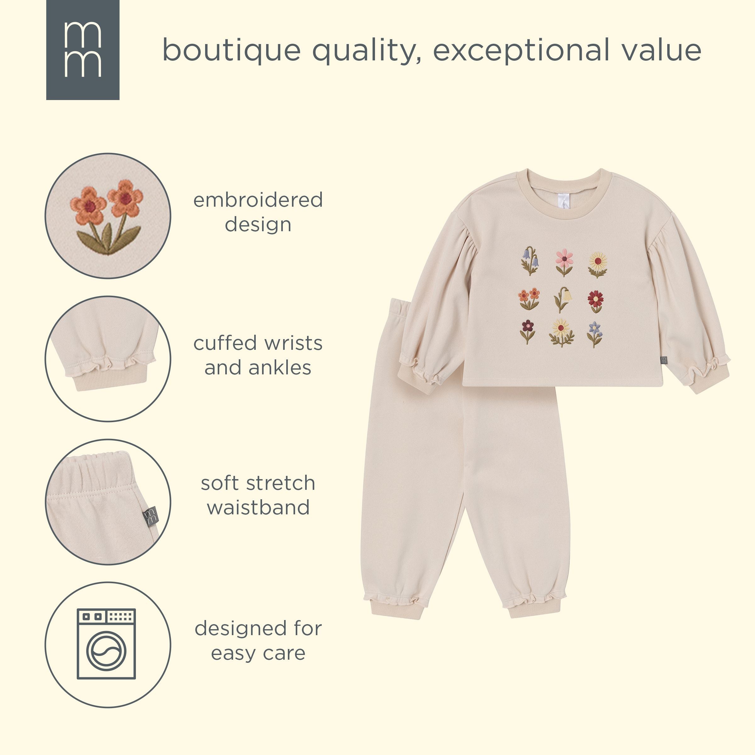 2-Piece Infant & Kid Girls Oatmeal Balloon Sweatshirt Set - Image 8