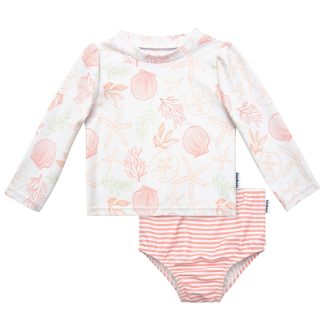 2-Piece Baby Girls UPF 50+ Shells Rash Guard & Swim Bottoms Set