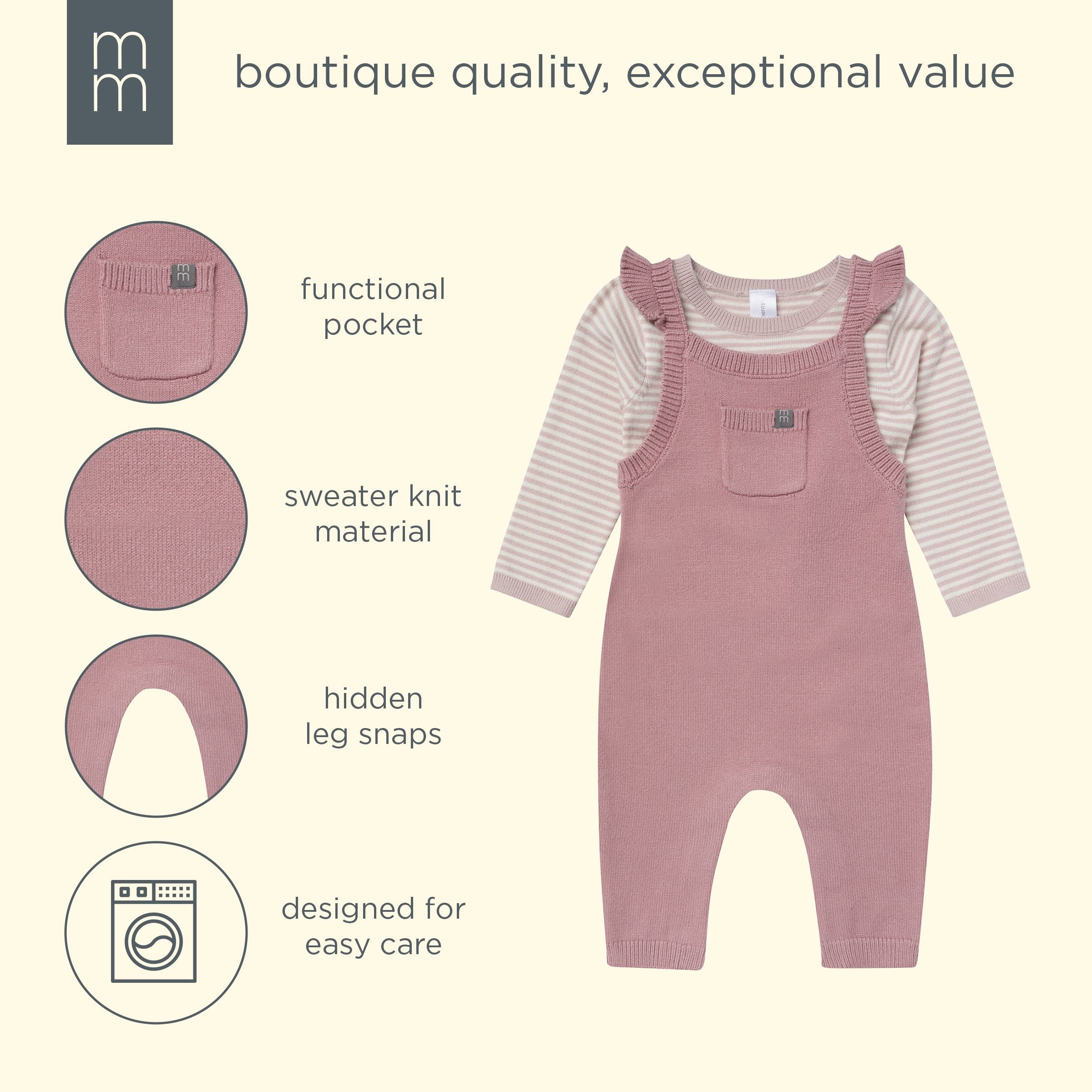 2-Piece Baby Girls Mauve Sweater Flutter Overall Set - Image 8