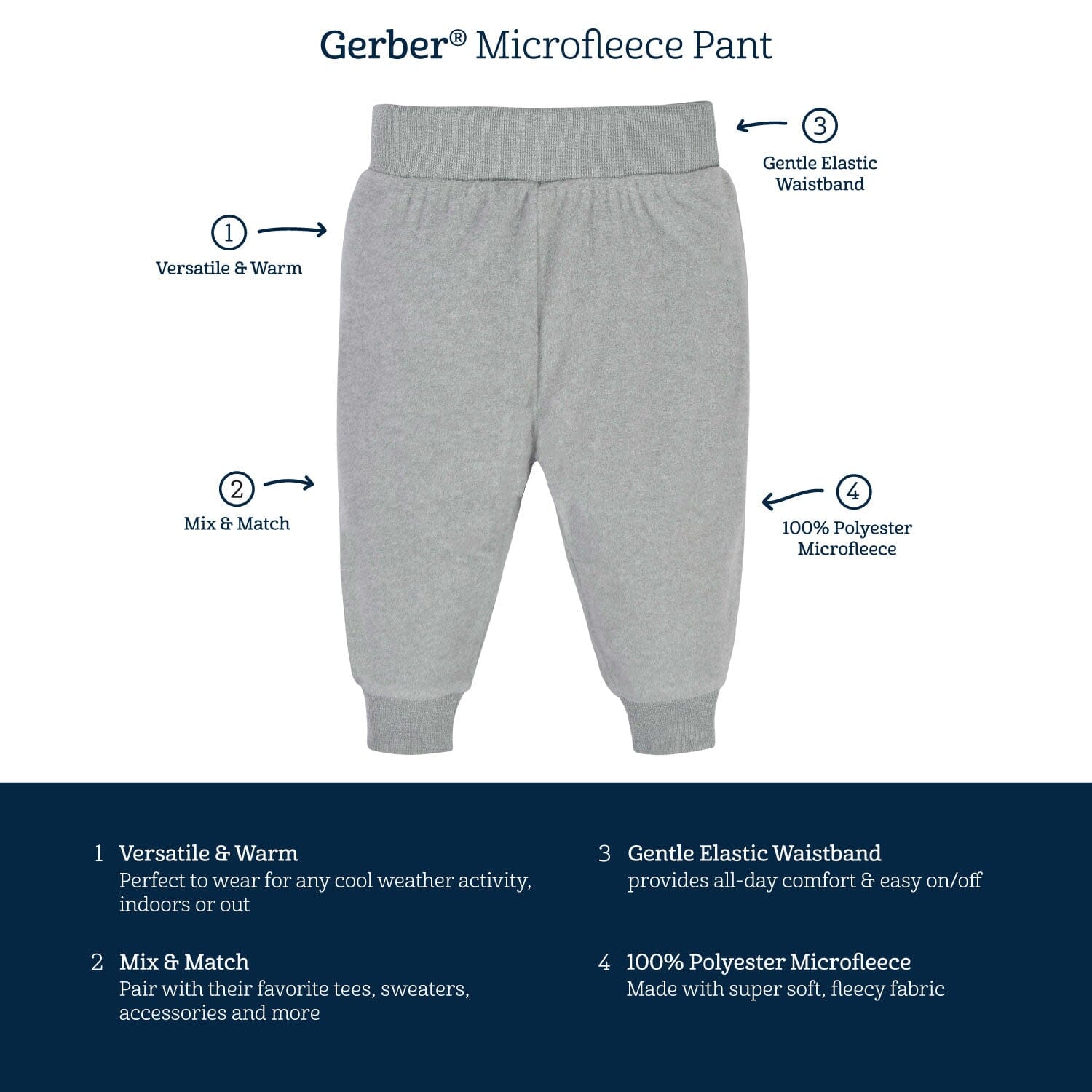4-Pack Baby Neutral Grey Fleece Pants - Image 12