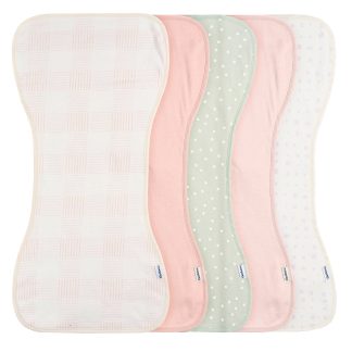 5-Pack Baby Girls Pink Plaid Jersey Burp Cloths