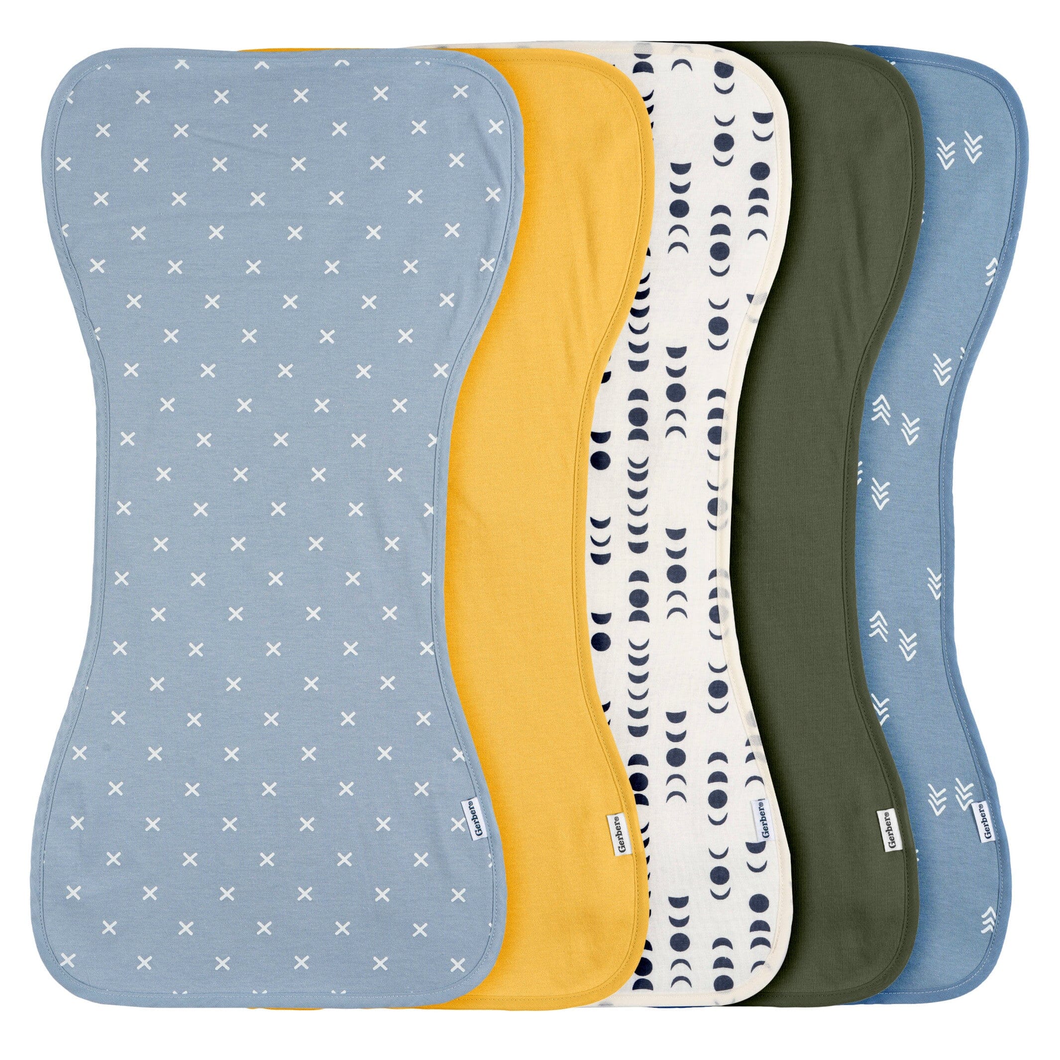 5-Pack Baby Boys Blue Arrows Jersey Burp Cloths