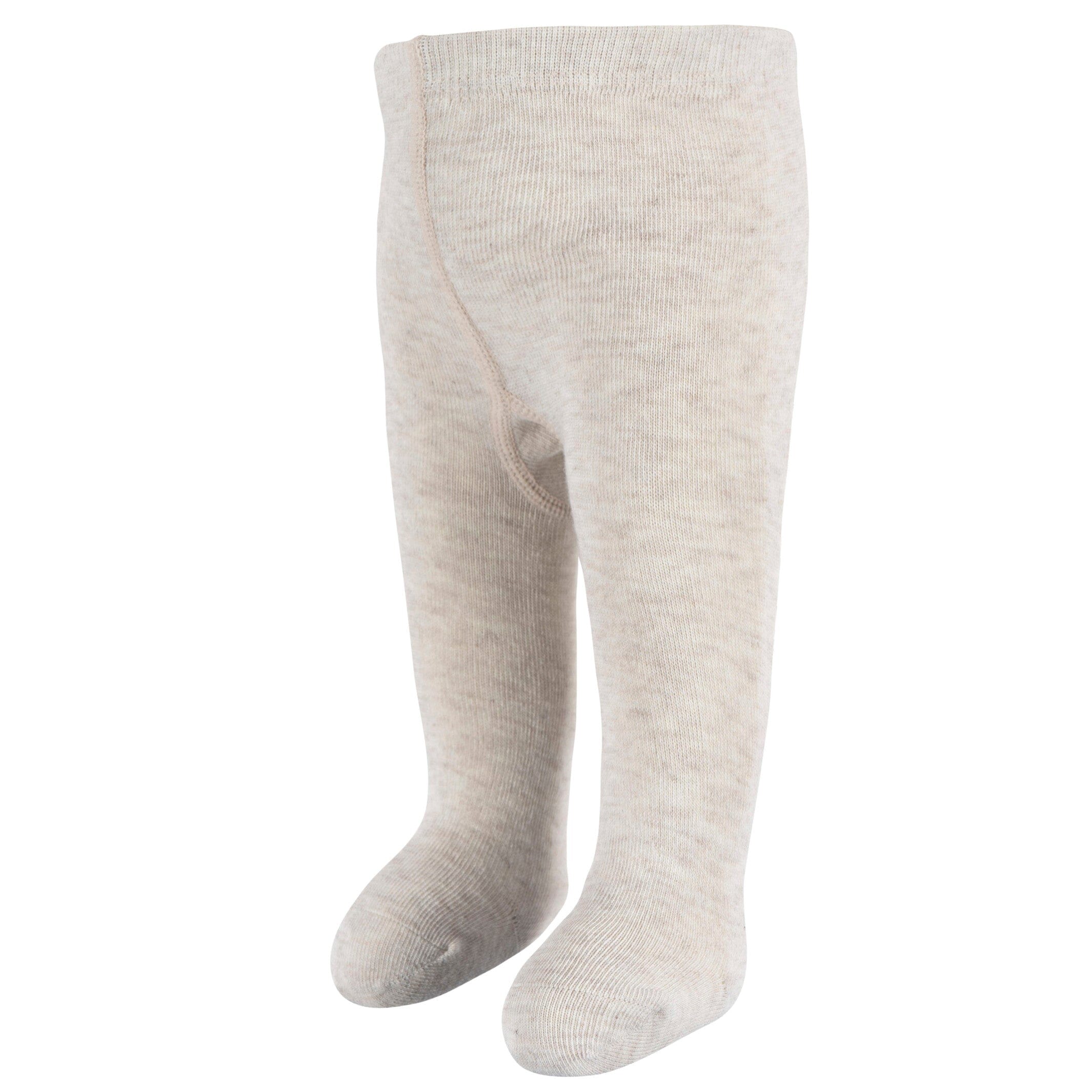 3-Pack Baby and Toddler Girls Oatmeal Heather, Ivory, and Pink Tights - Image 4