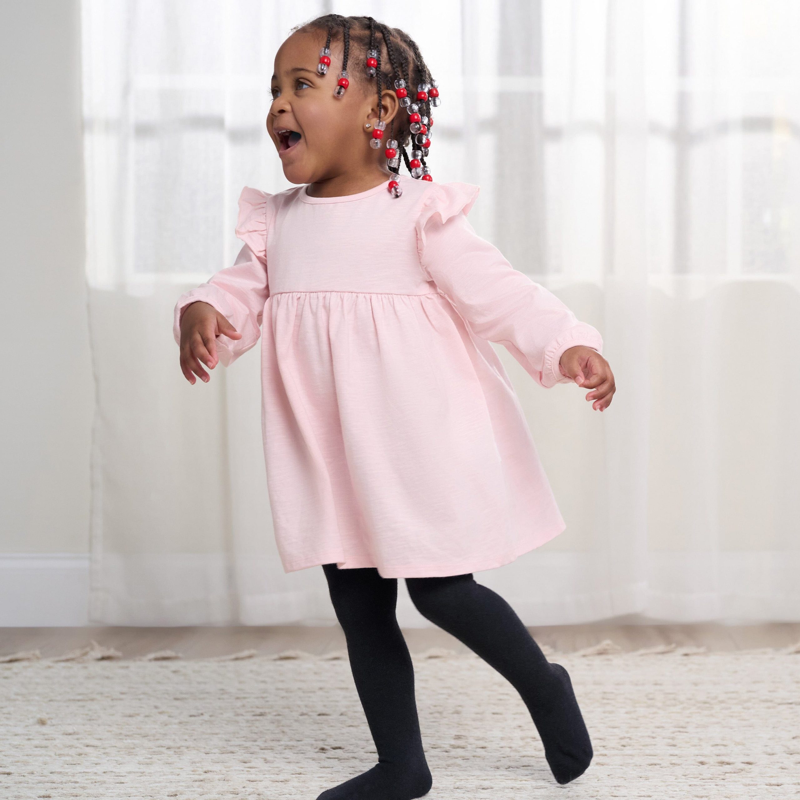 3-Pack Baby and Toddler Girls Black, Ivory, & Grey Heather Tights - Image 3