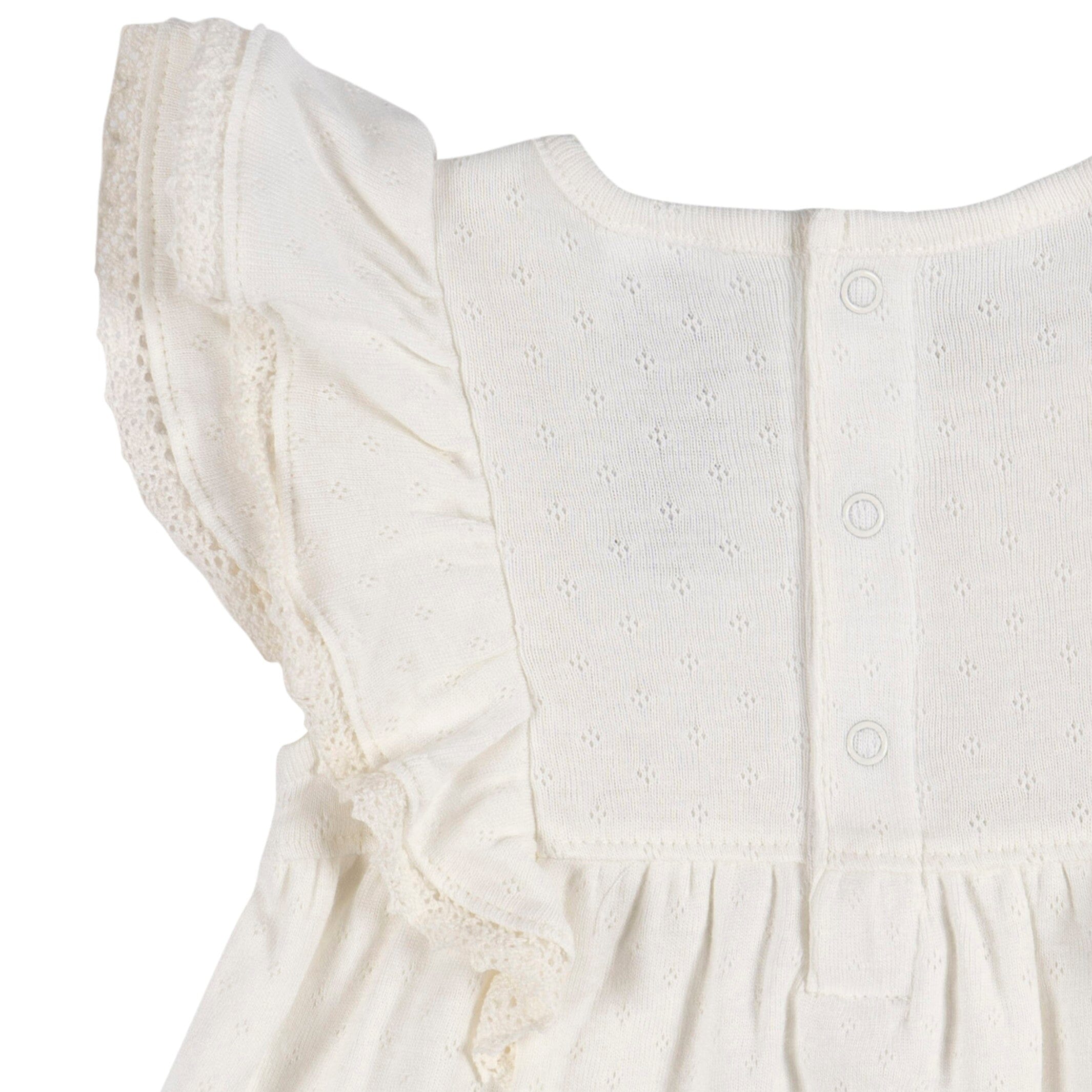 2-Piece Baby Girls Ivory Dress & Diaper Cover Set - Image 3