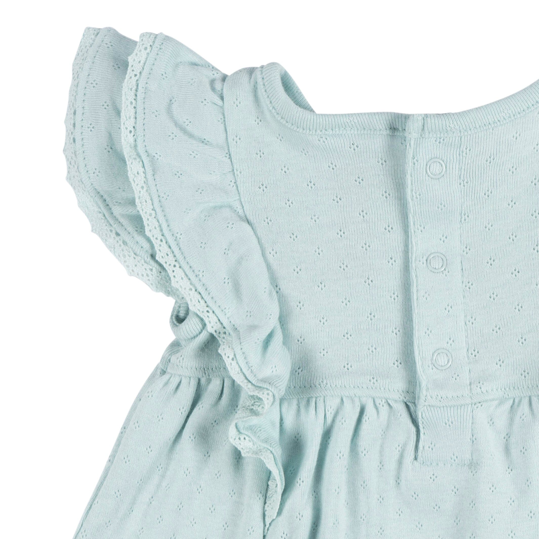 2-Piece Baby Girls Aqua Blue Dress & Diaper Cover Set - Image 3