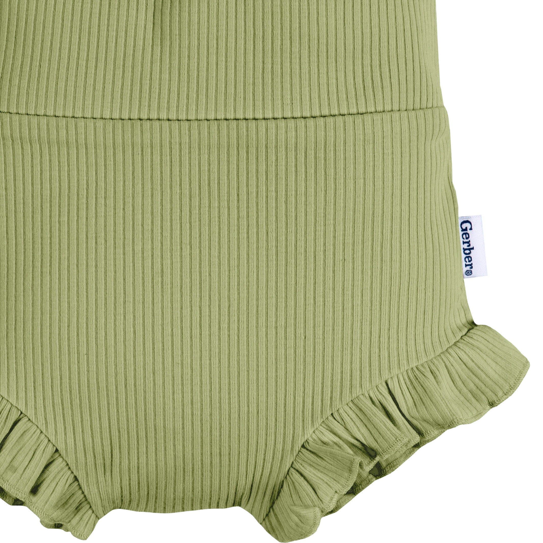 3-Pack Baby Girls Green, Yellow, & Ivory Floral Bloomer Shorts - Image 2