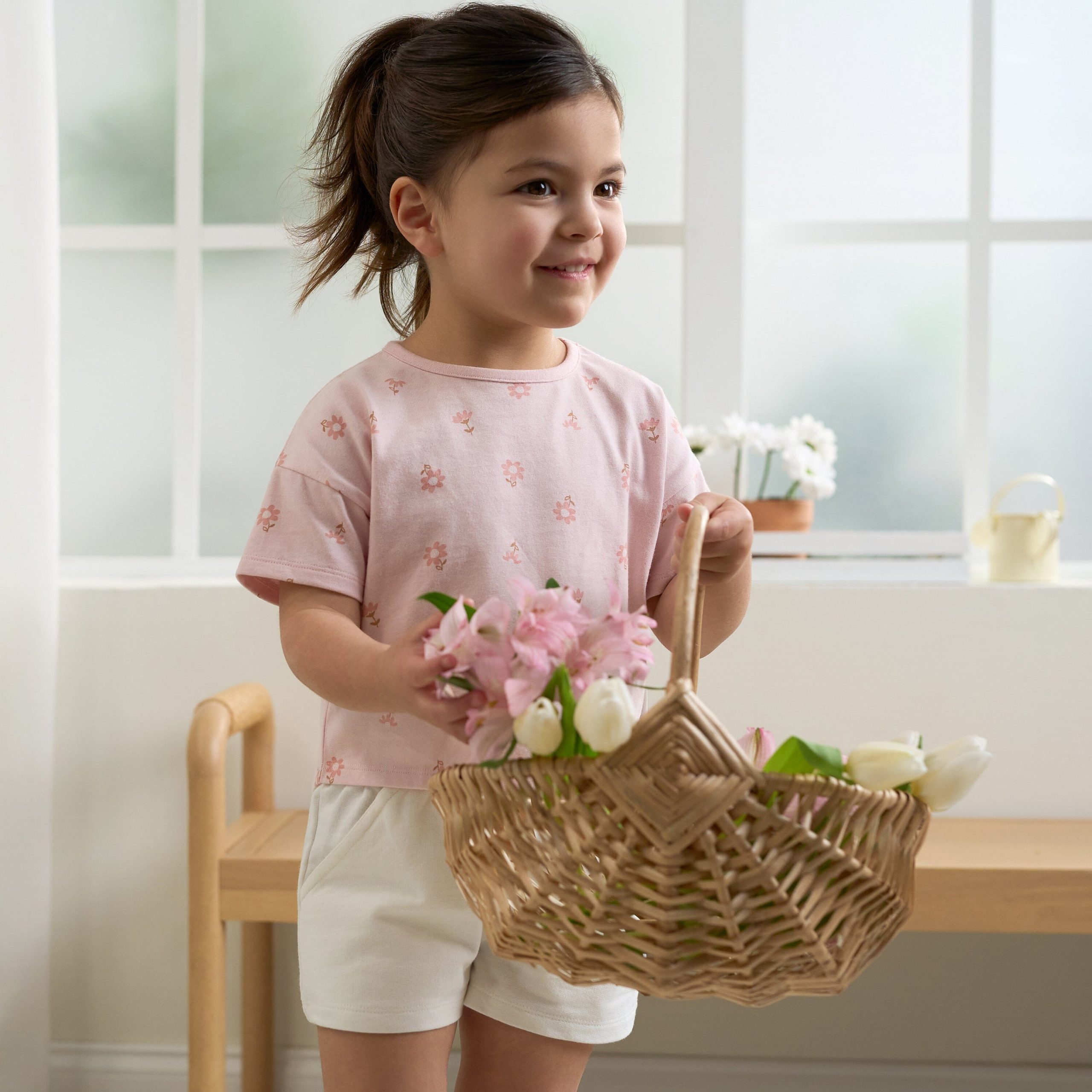 3-Pack Baby & Toddler Girls Navy, White, & Pink Knit Shorts - Image 2