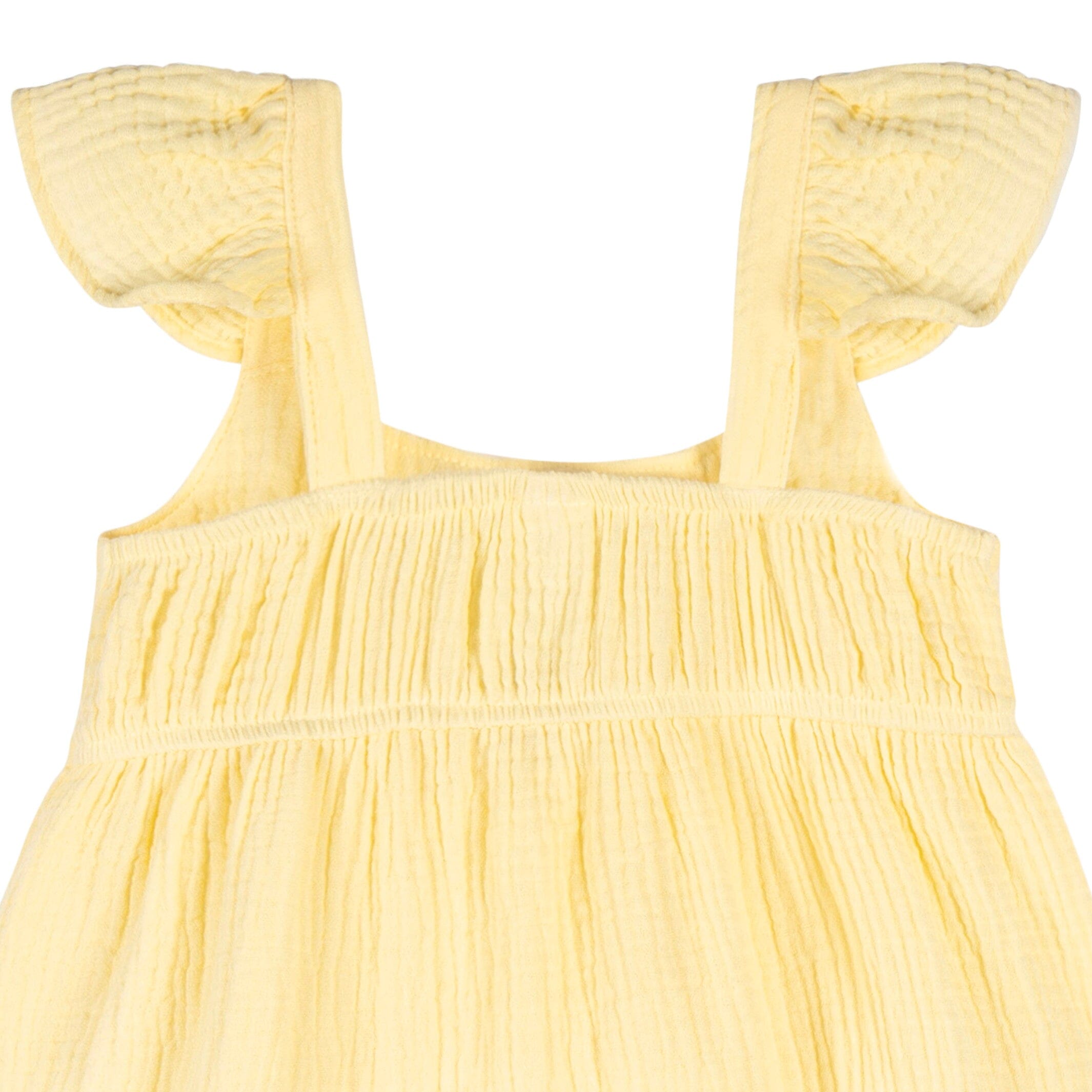 Toddler Girls Yellow Tiered Cotton Gauze Dress - Image 4