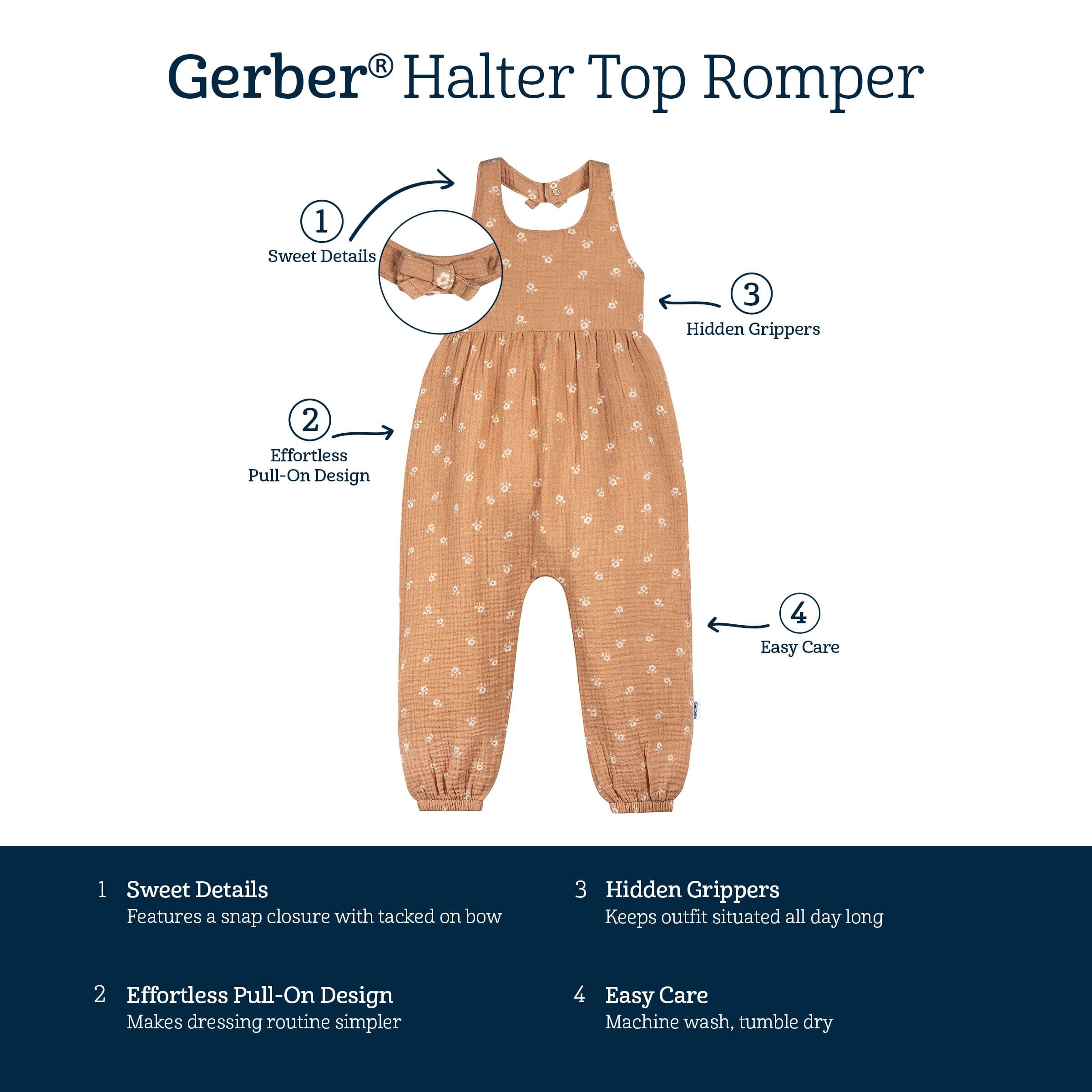 Toddler Girls Floral Halter Romper - Image 8