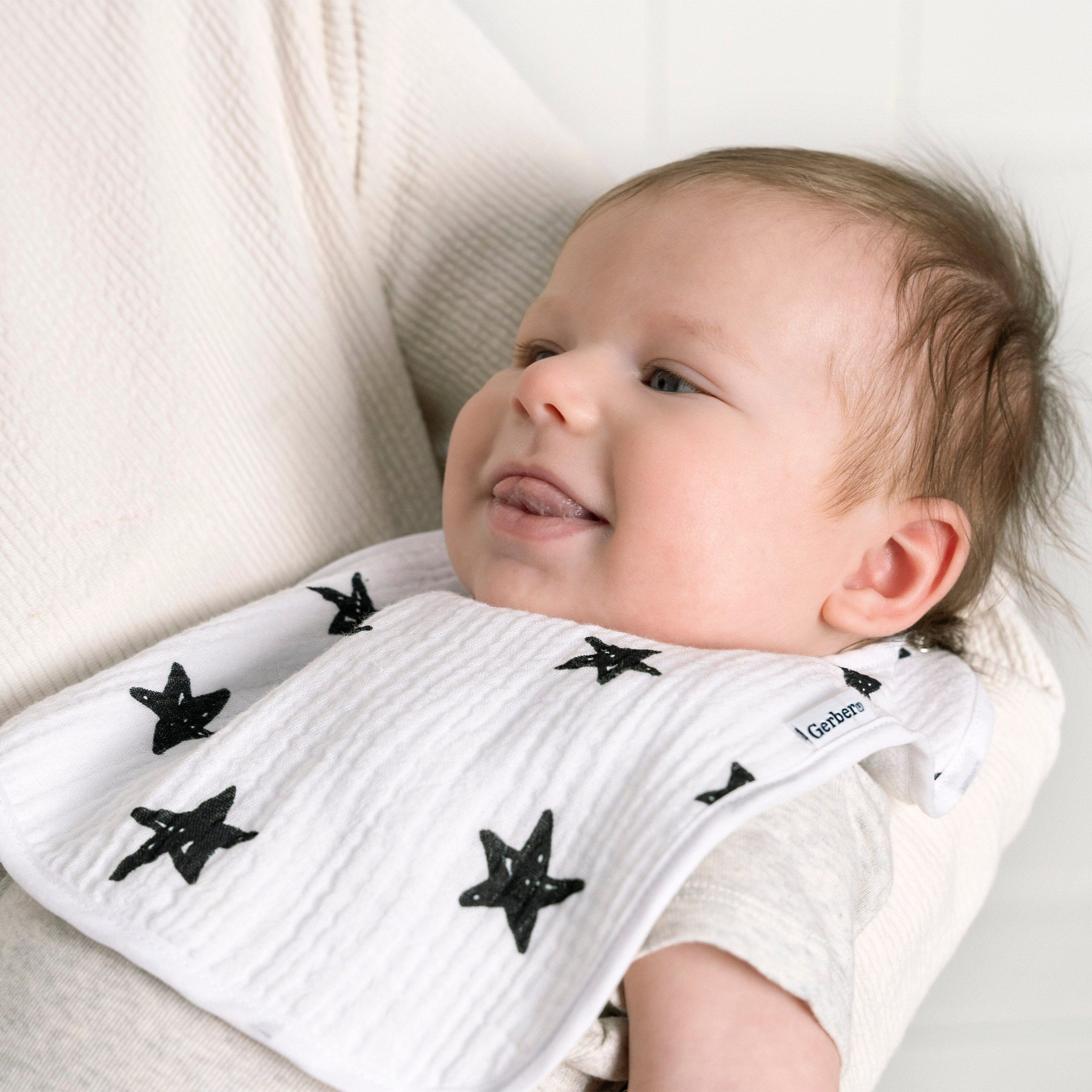 8-Pack Baby Neutral Black & White Muslin Drooling Bibs - Image 2