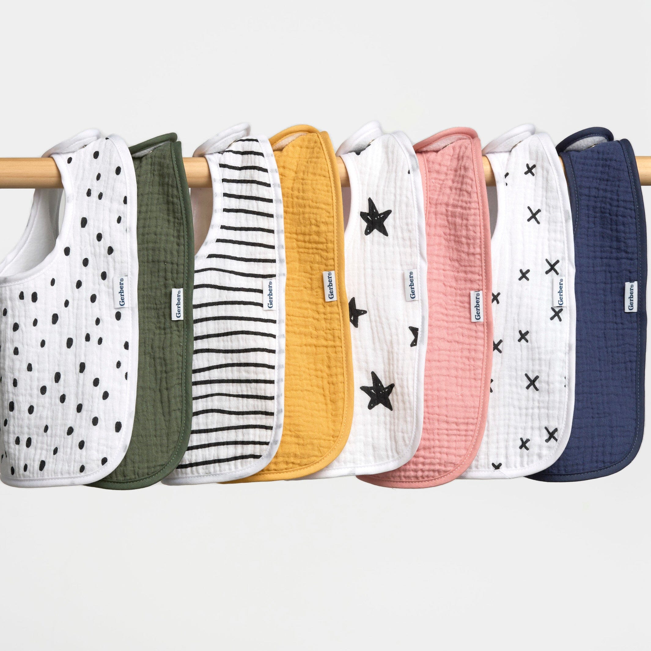8-Pack Baby Neutral Black & White Muslin Drooling Bibs - Image 8