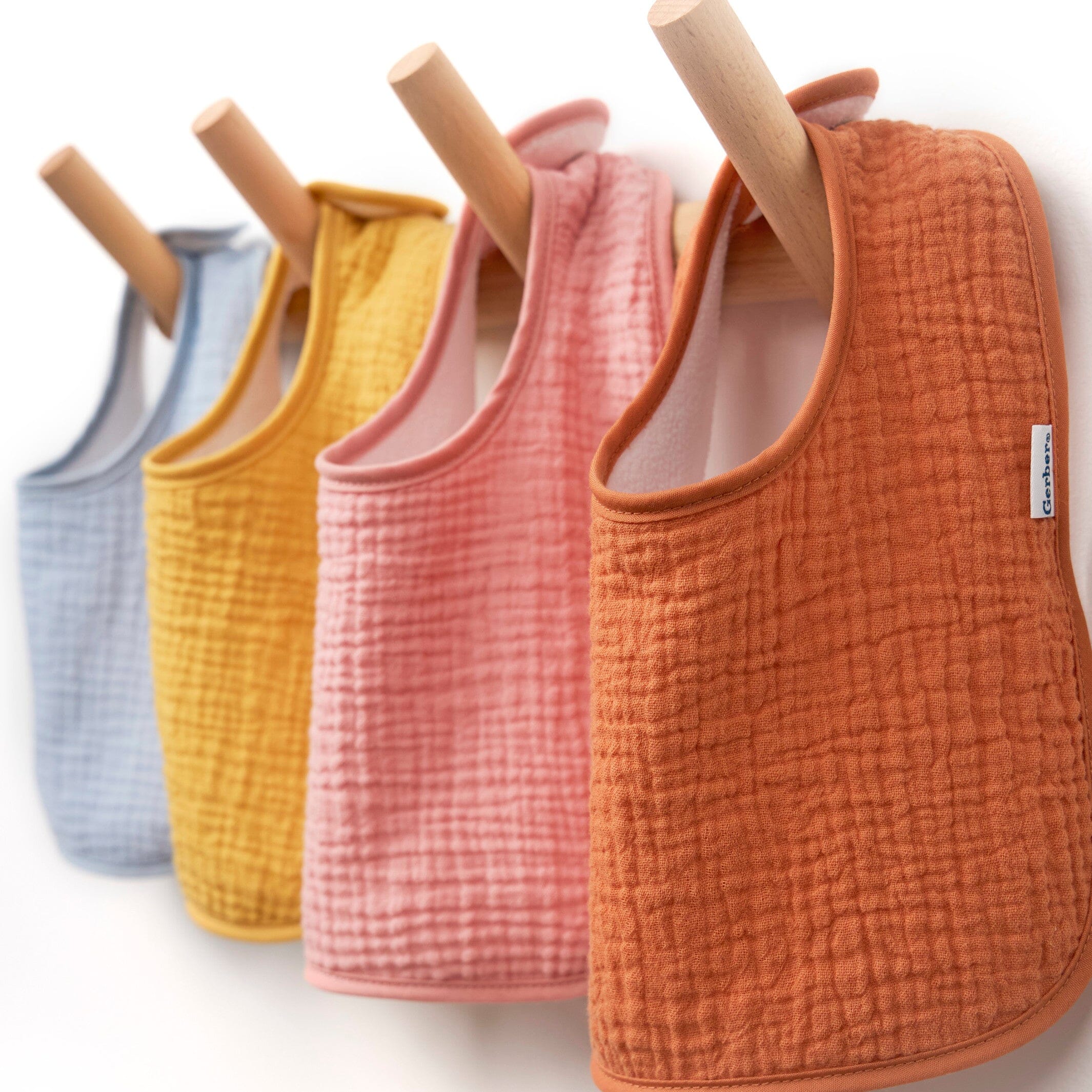 8-Pack Baby Girls Pastel Muslin Drooling Bibs - Image 2