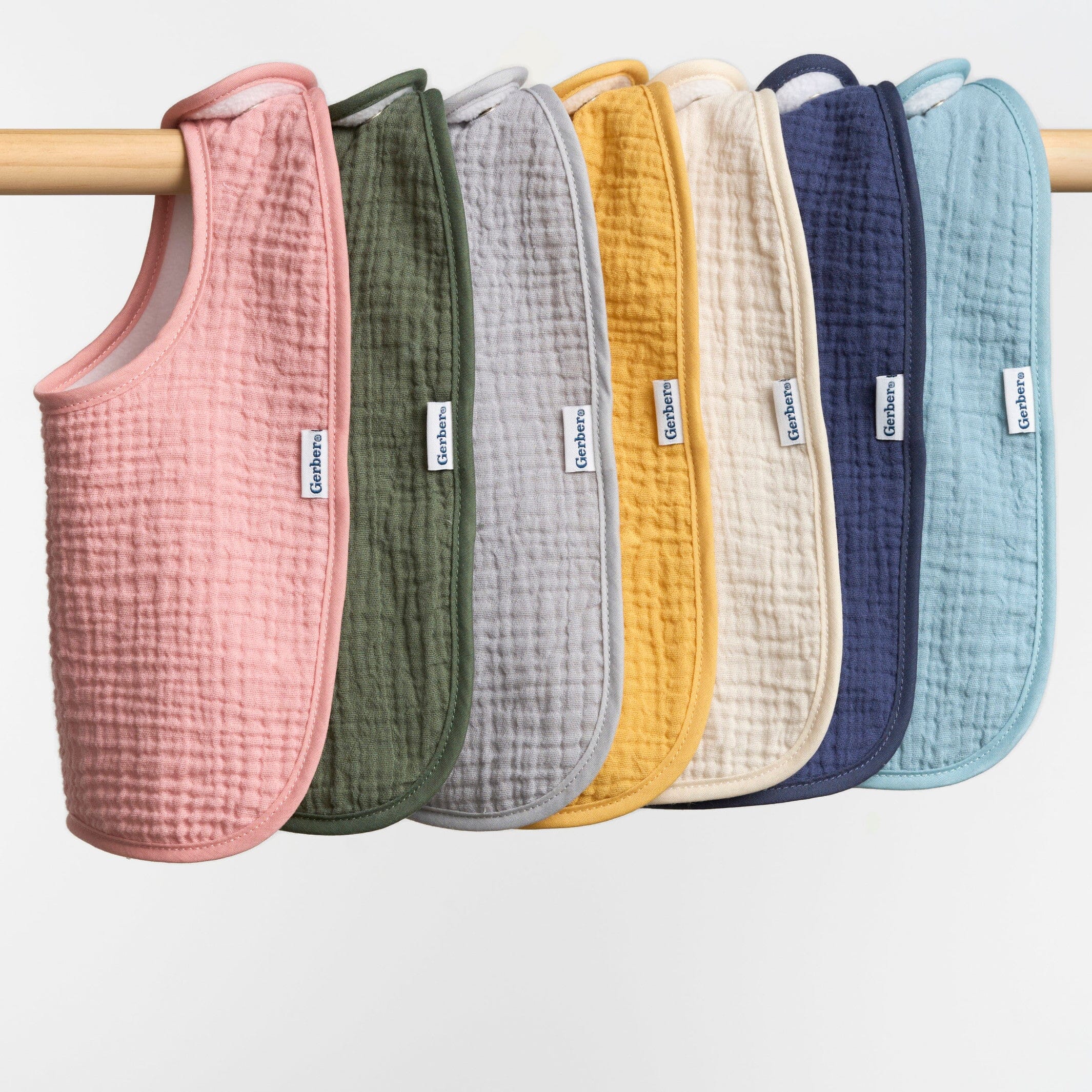 8-Pack Baby Girls Pastel Muslin Drooling Bibs - Image 4