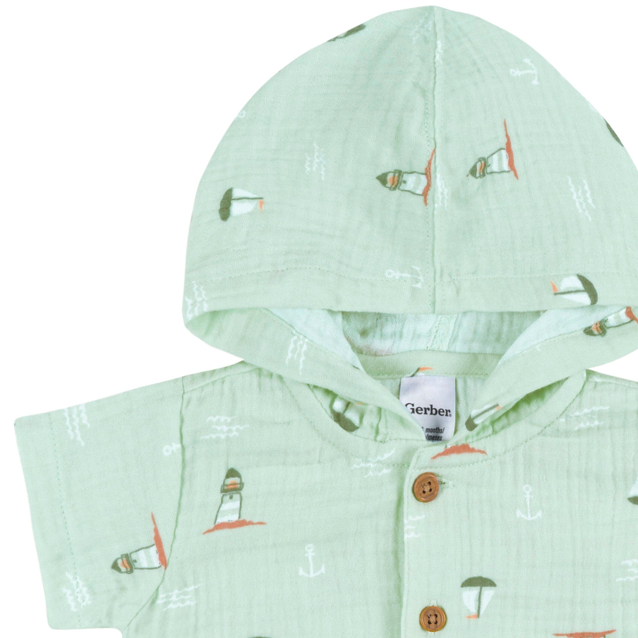 Baby Boys Sea Scene Hooded Romper - Image 3