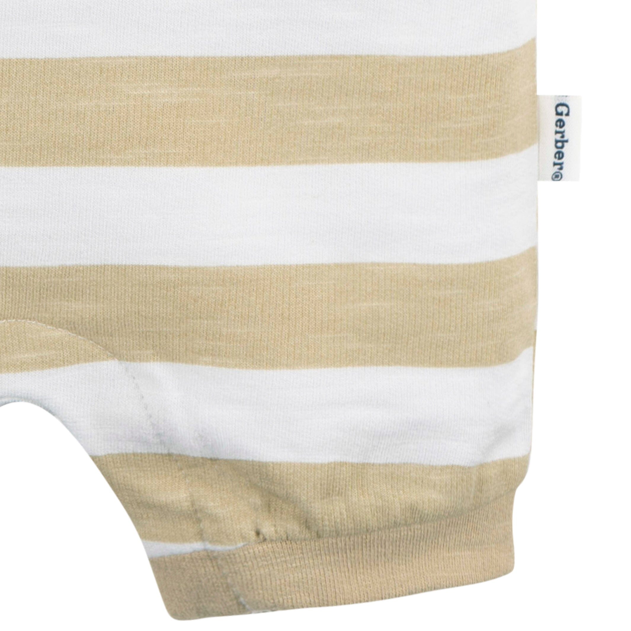 Baby Boys Tan Stripe Collared Romper - Image 5