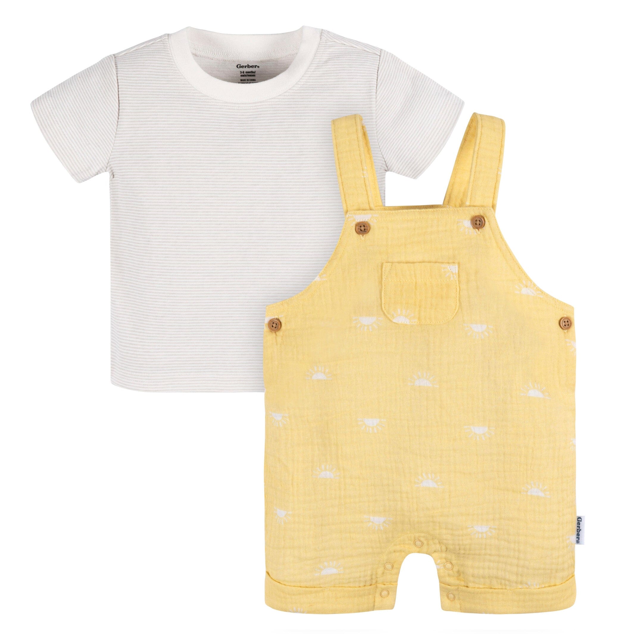 Baby 2-Piece Cotton Gauze Sunrise Overall Romper with T-Shirt Set - Image 2
