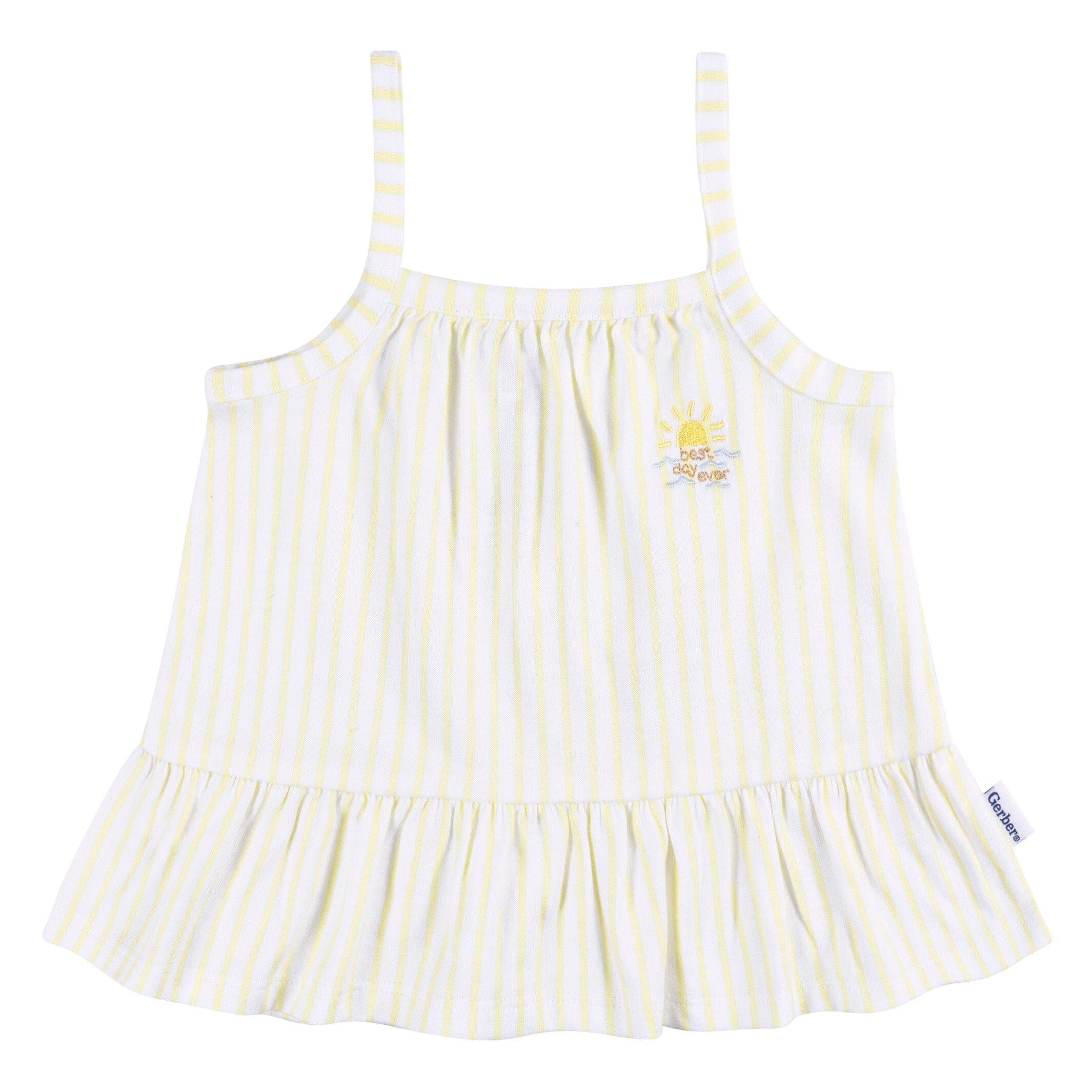 2-Piece Baby Girls Yellow Stripe Tank Top & Diaper Cover Set - Image 3