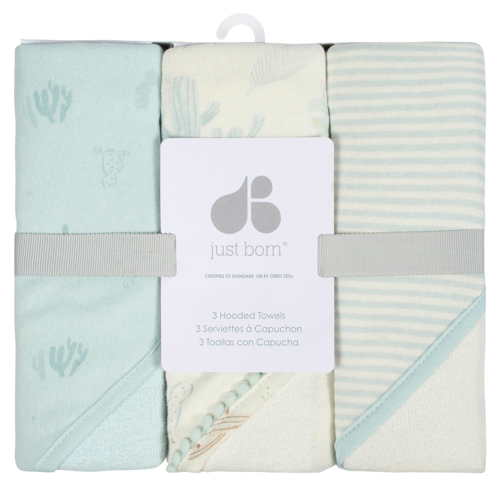 3-Pack Baby Boys Desert Cactus Hooded Towels - Image 2