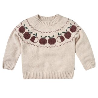 Toddler & Kid Girls Oatmeal Apples Jacquard Knit Sweater