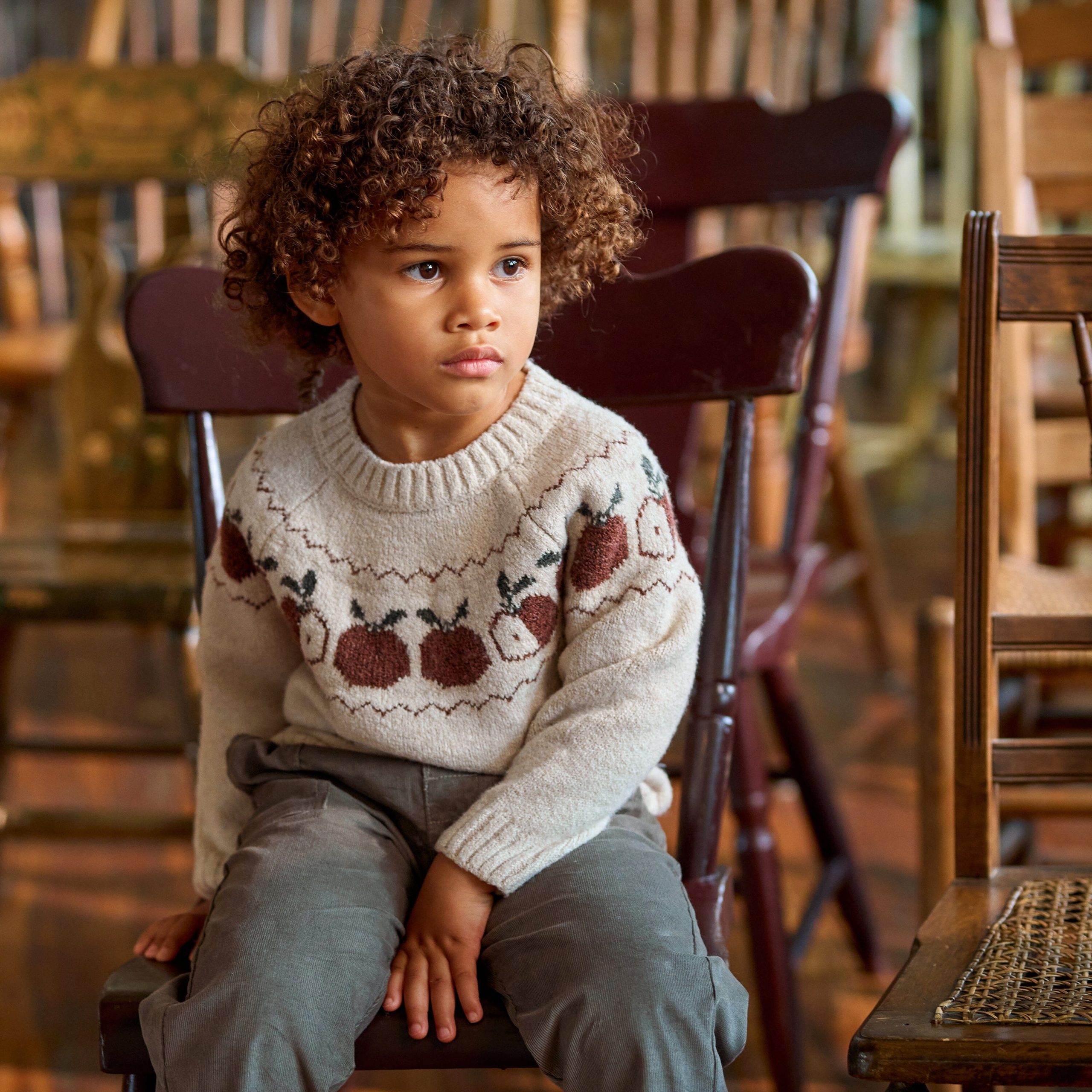 Toddler & Kid Girls Oatmeal Apples Jacquard Knit Sweater - Image 2