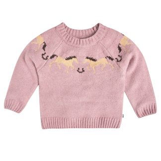 Toddler & Kid Girls Mauve Horses Jacquard Knit Sweater