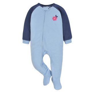 Infant Girls Floral Footed Fleece Pajamas