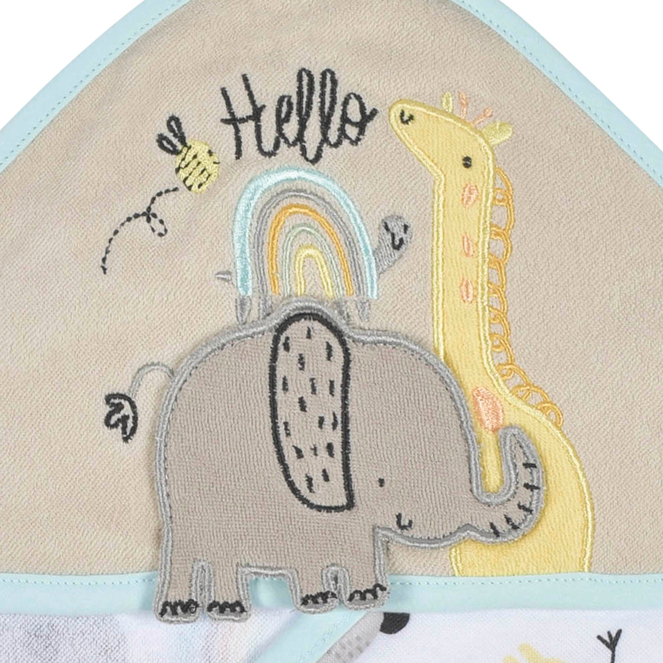 4-Piece Baby Neutral Little Animals Hooded Towel and Washcloths - Image 3