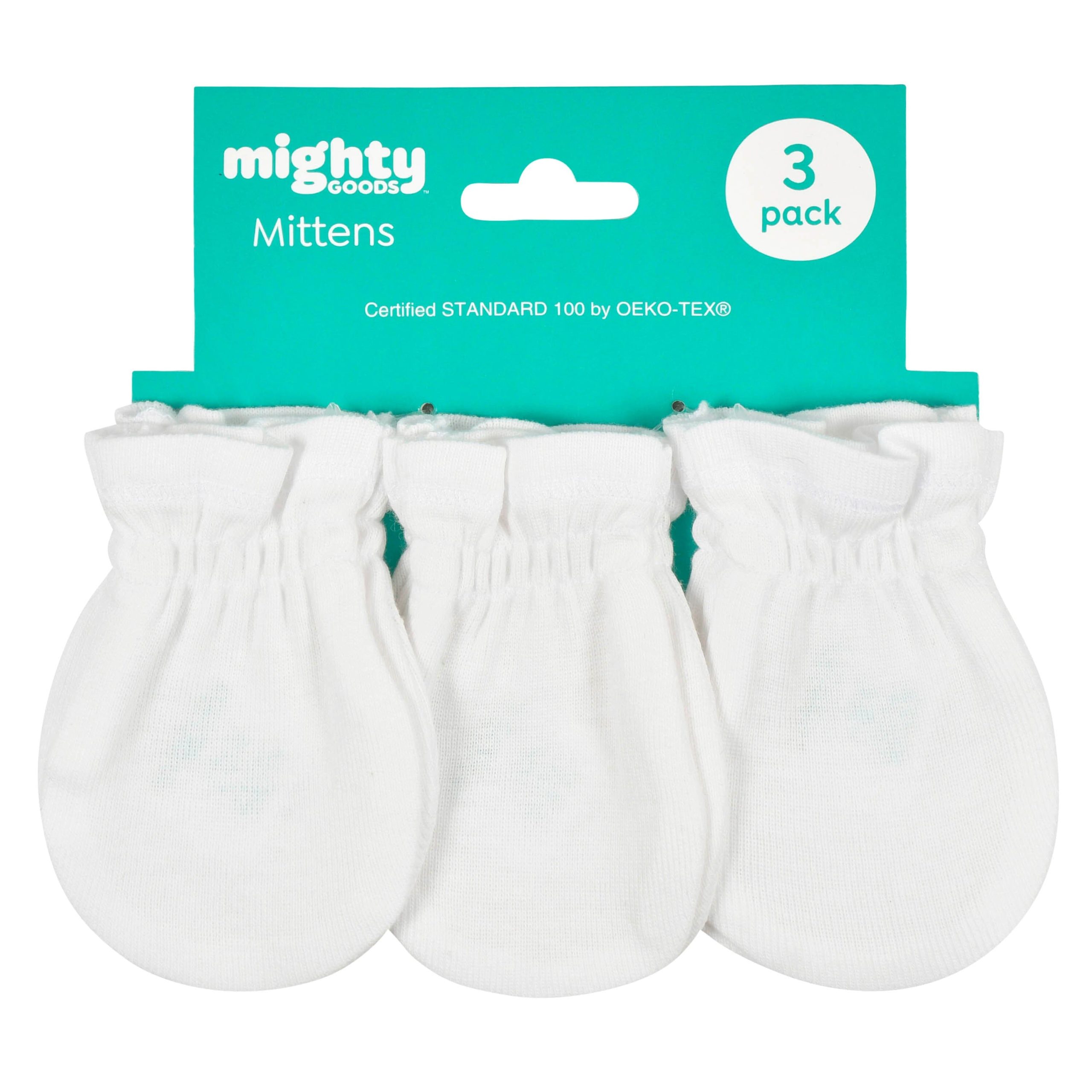 3-Pack Baby Neutral White No Scratch Mittens - Image 3