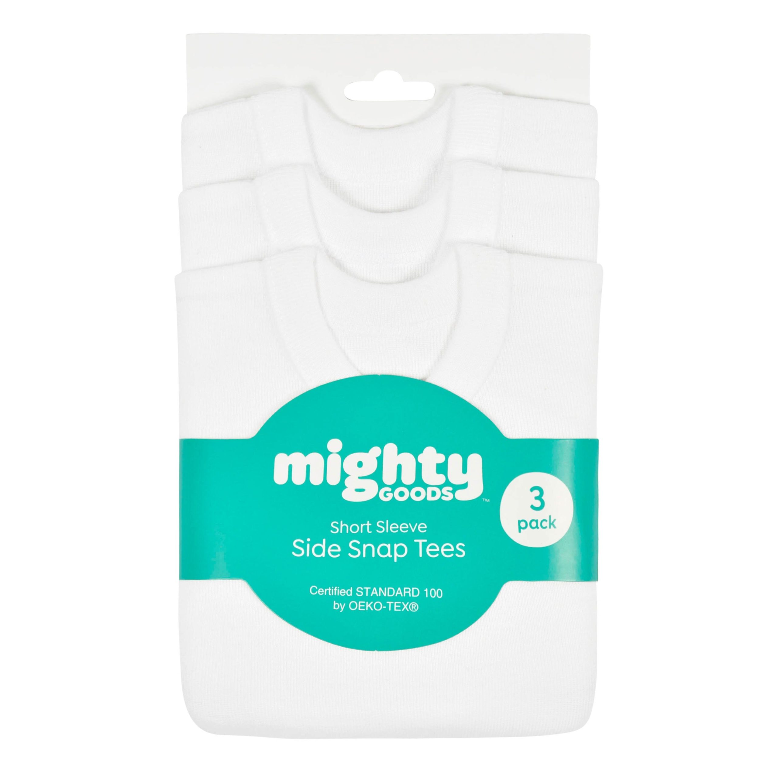 3-Pack Baby Neutral White Short Sleeve Side Snap Tee - Image 3
